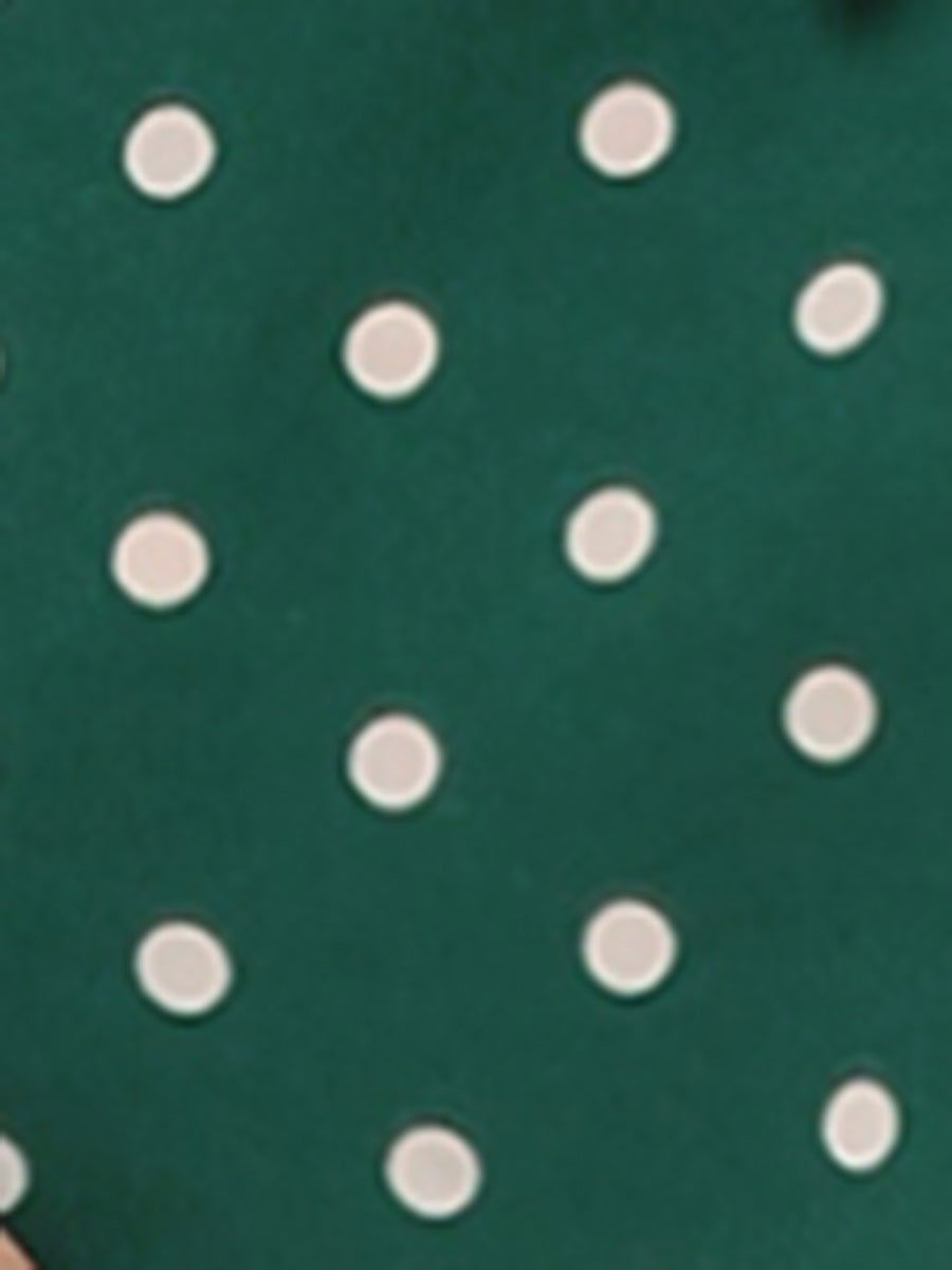 Summer Polka Dots Top Bow Tie V Neck Ruffled Cap Sleeve Office Blouse