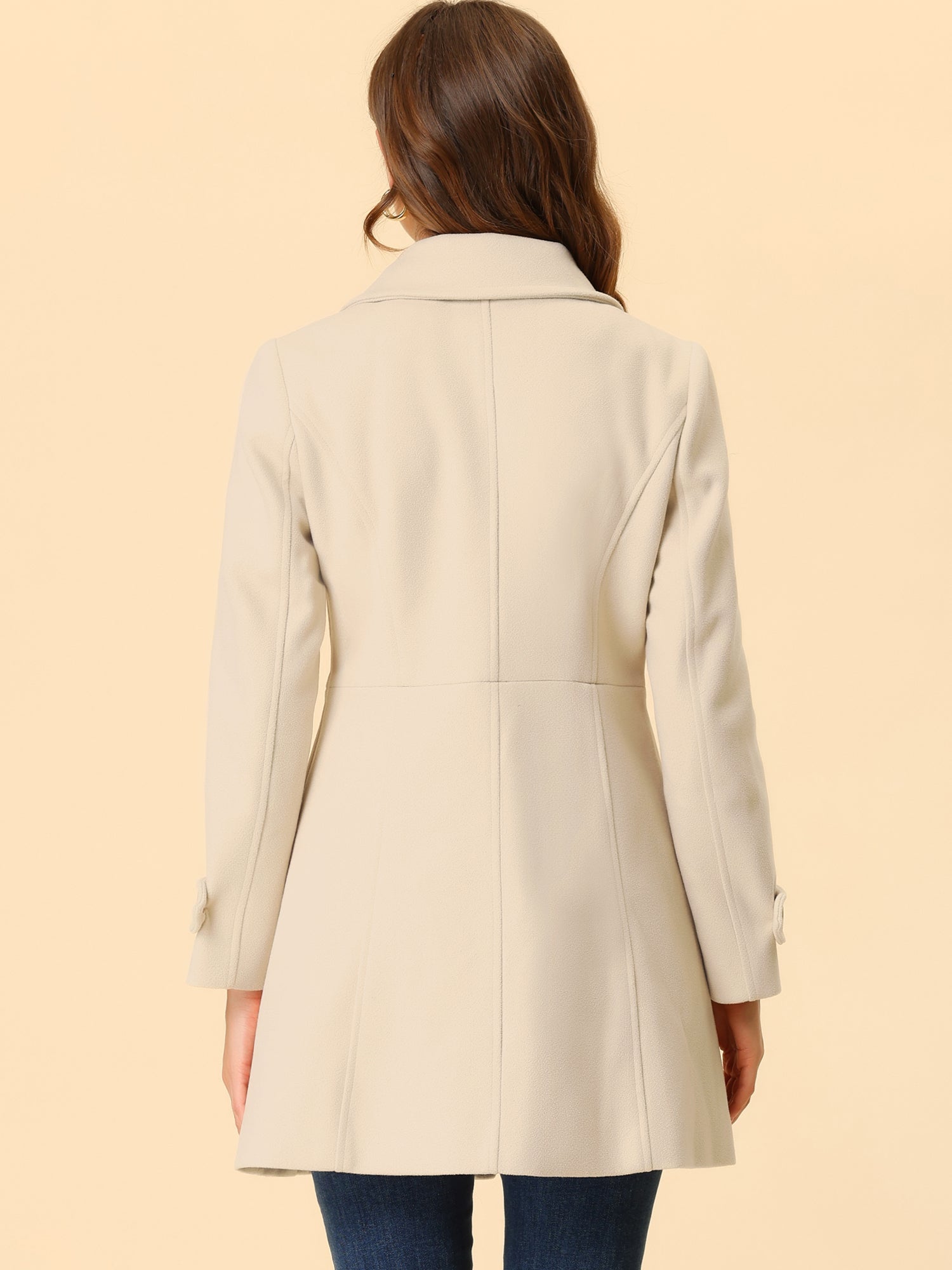 Peter Pan Collar Single Breasted Winter Outwear Buttoned Long Coat