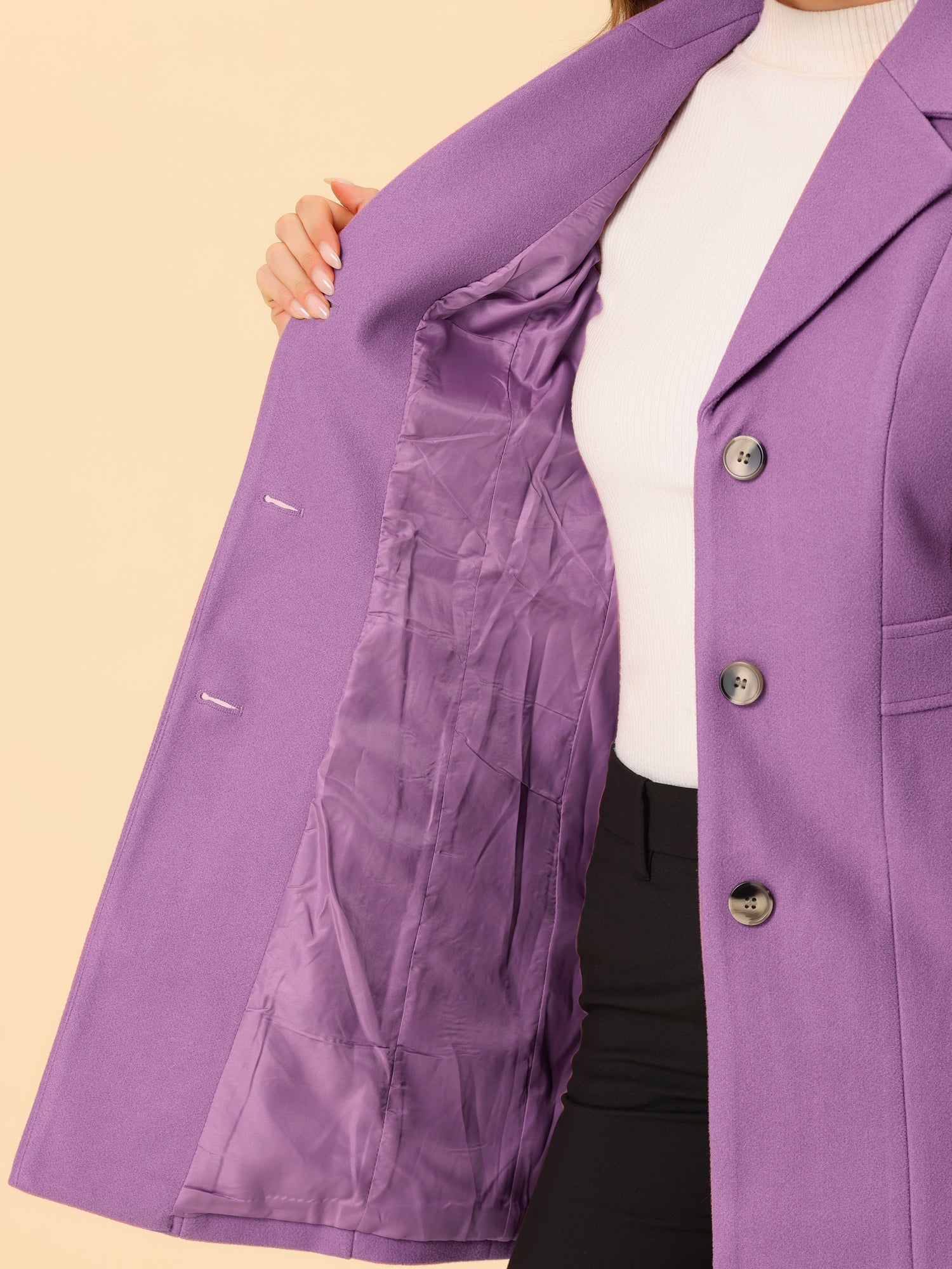Single Breasted Notched Lapel Outerwear Winter Coats