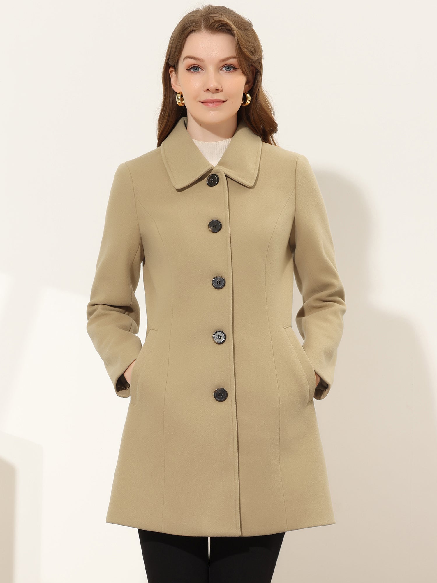Solid Winter Single Breasted Long Warm Pocketed Pea Coat