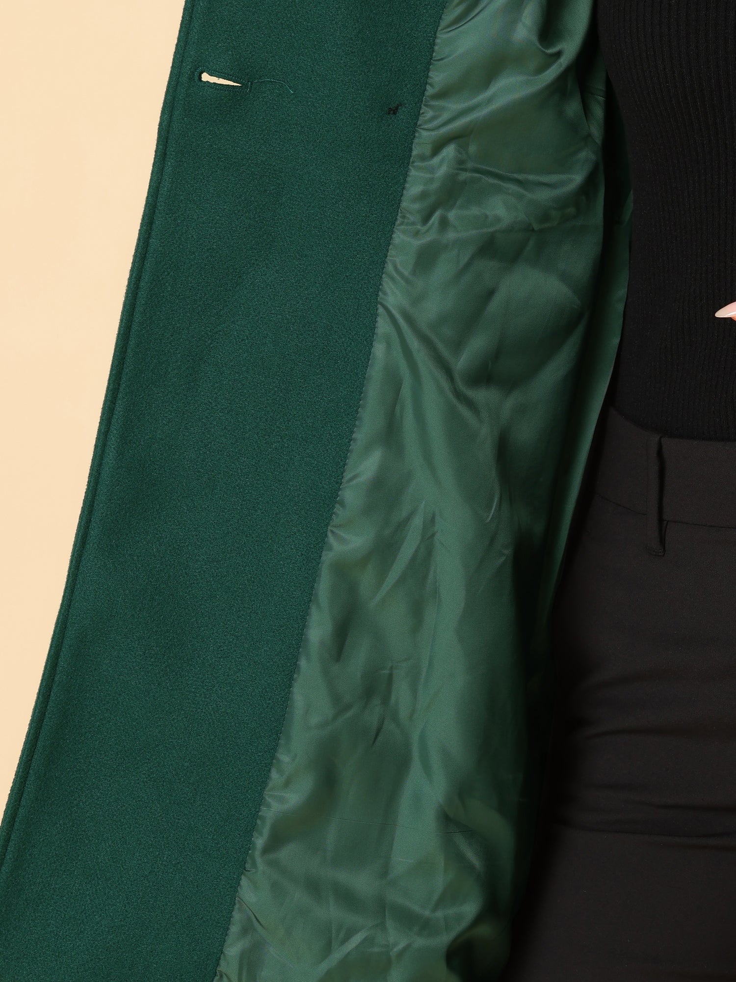 Stand Collar Double Breasted Slant Pockets Trendy Outwear Winter Coat