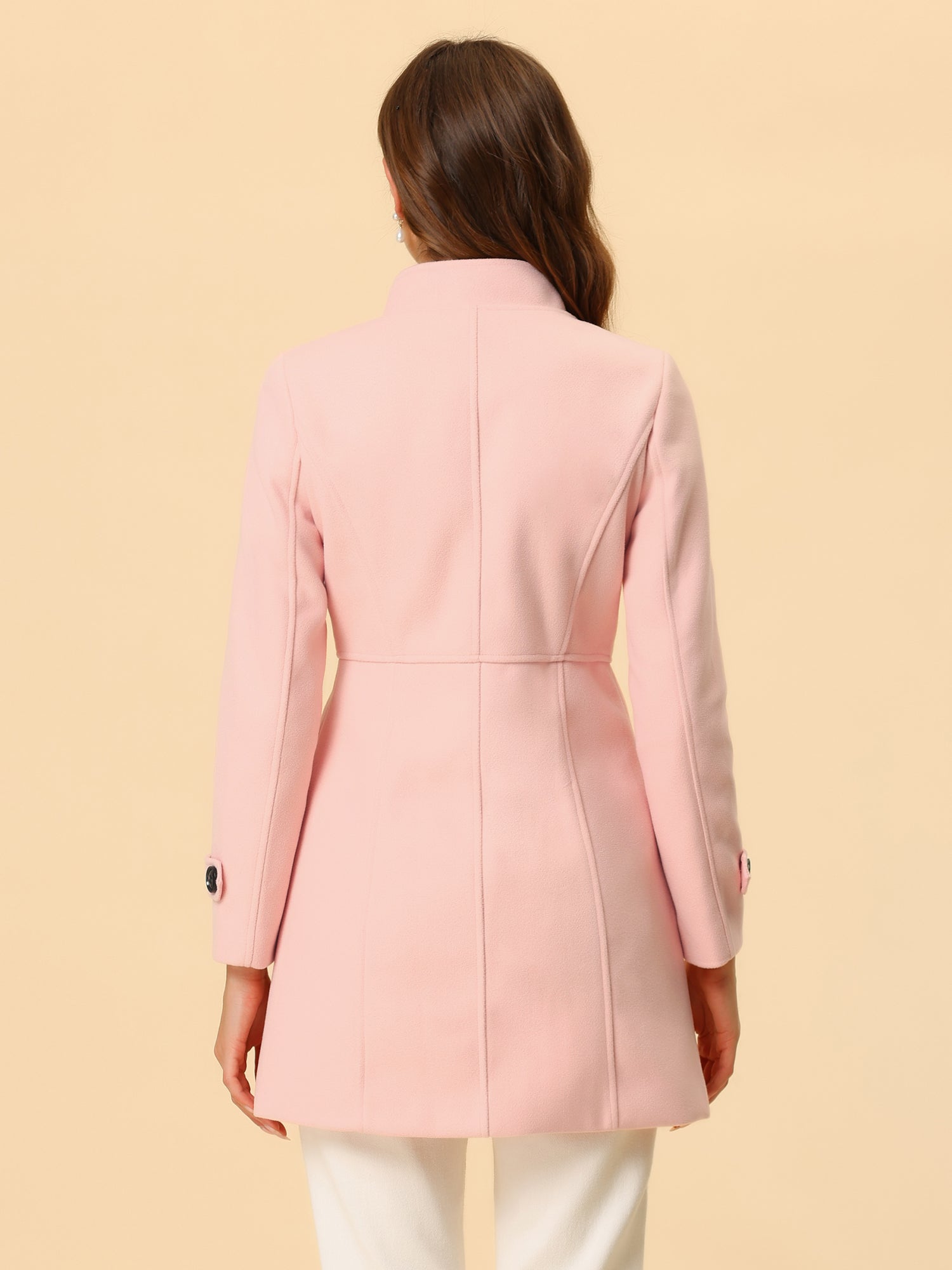 Stand Collar Double Breasted Slant Pockets Trendy Outwear Winter Coat