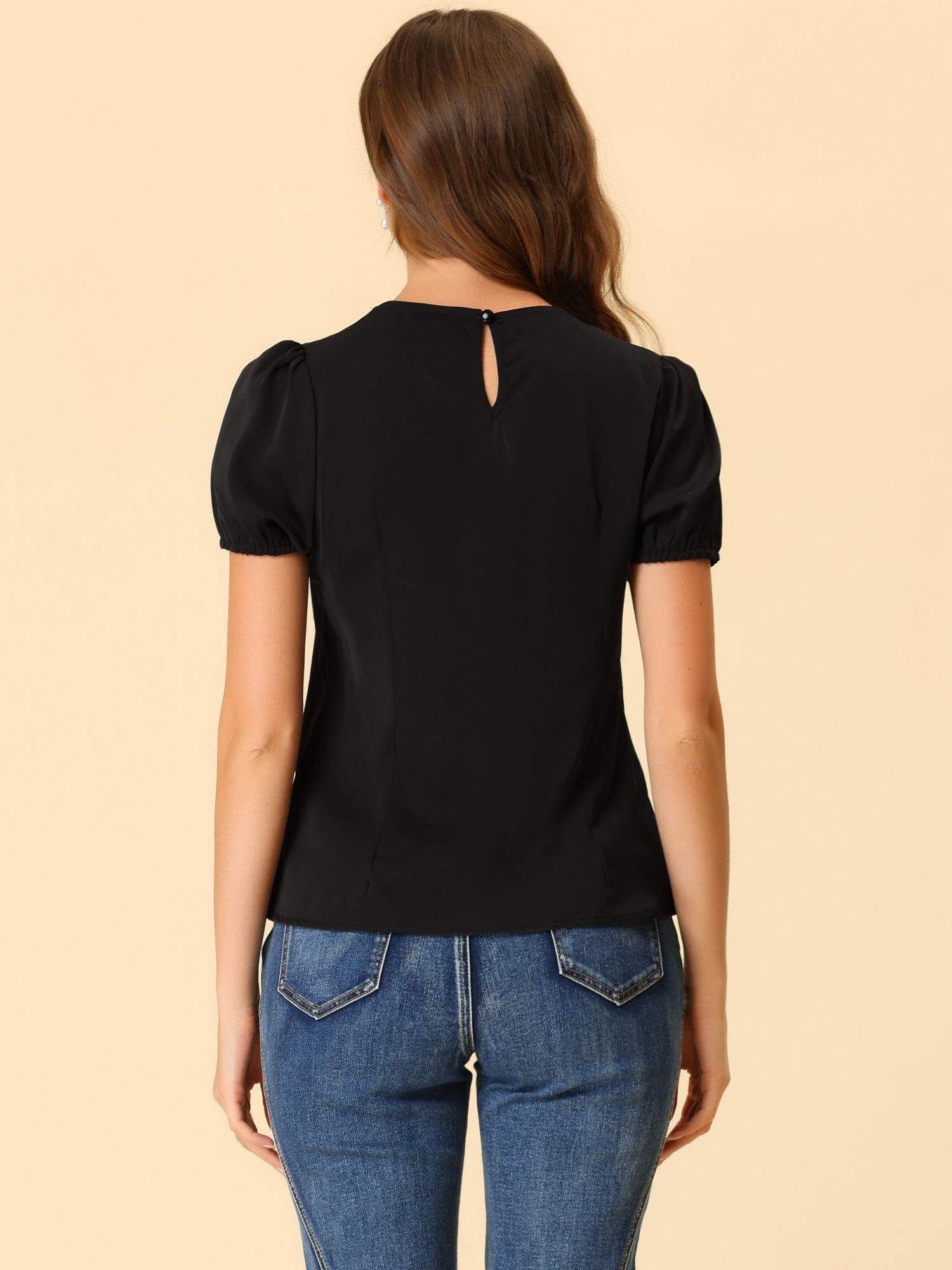 Puff Sleeve Tops Peter Pan Collar Blouse