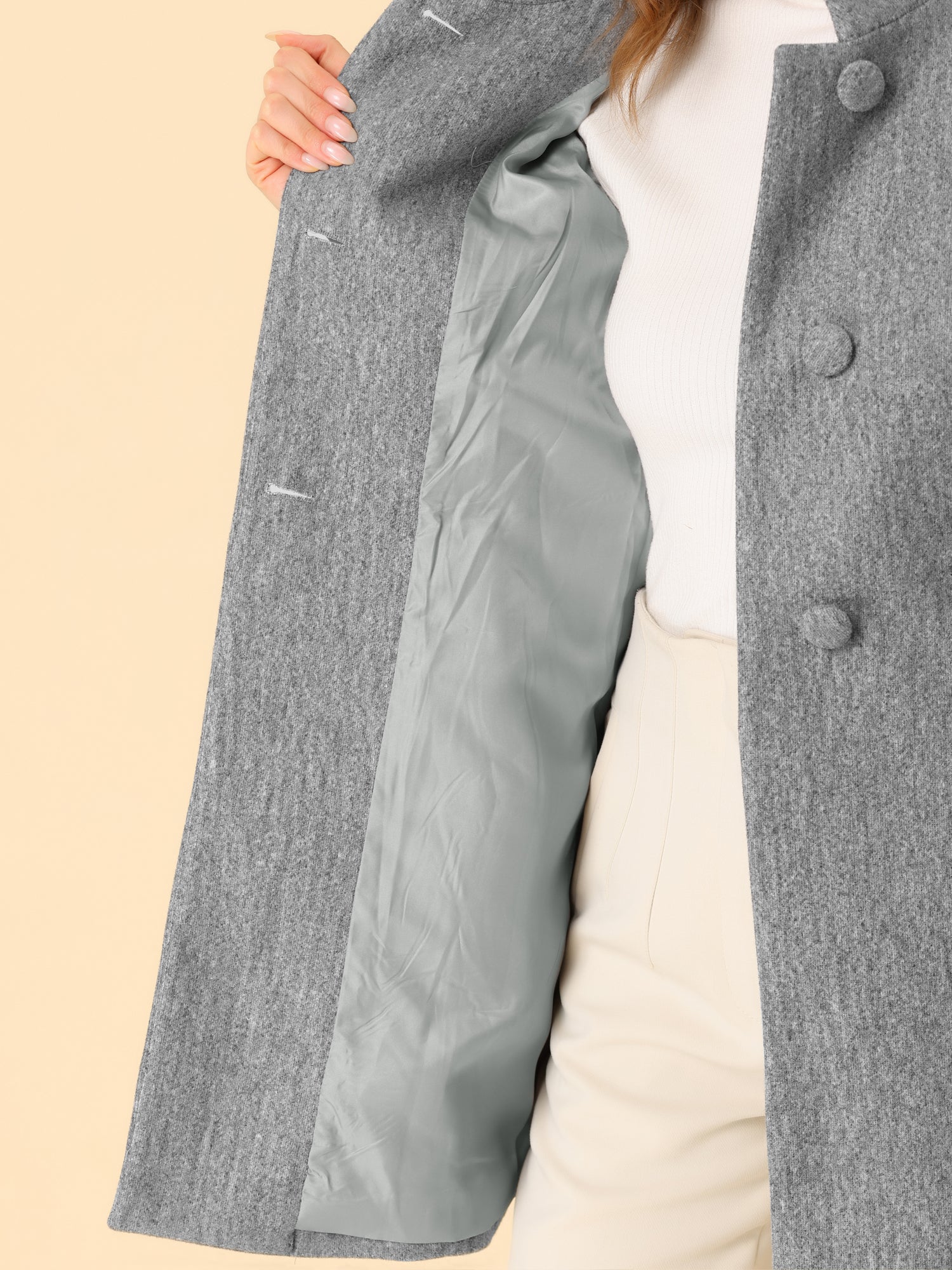 Mid-thigh Stand Collar Single Breasted Long Coat
