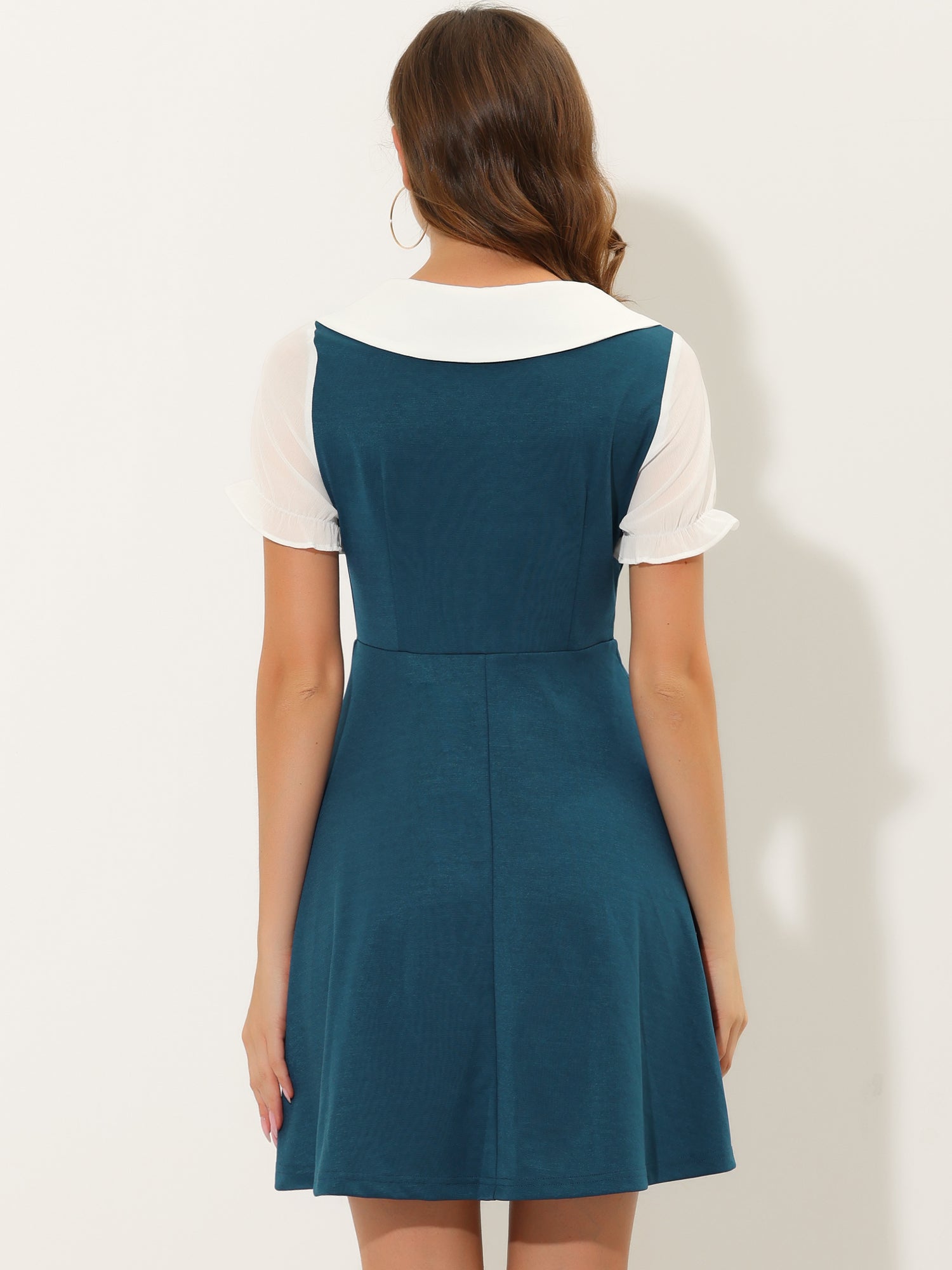 50s Lolita Contrast Color Peter Pan Collar Dress