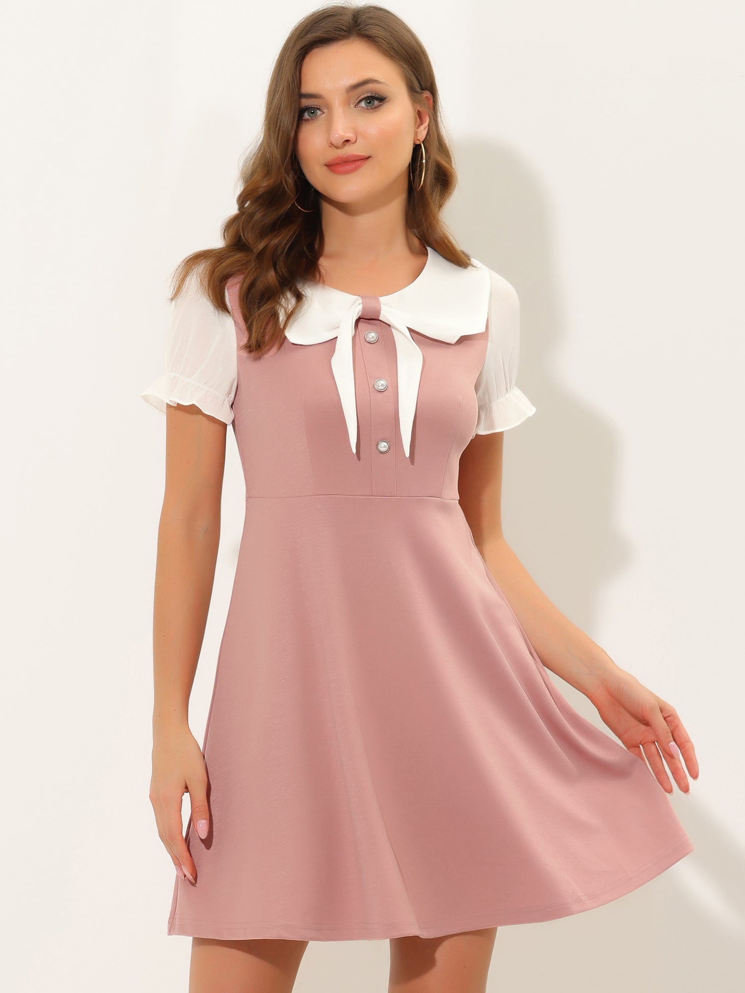 50s Lolita Contrast Color Peter Pan Collar Dress