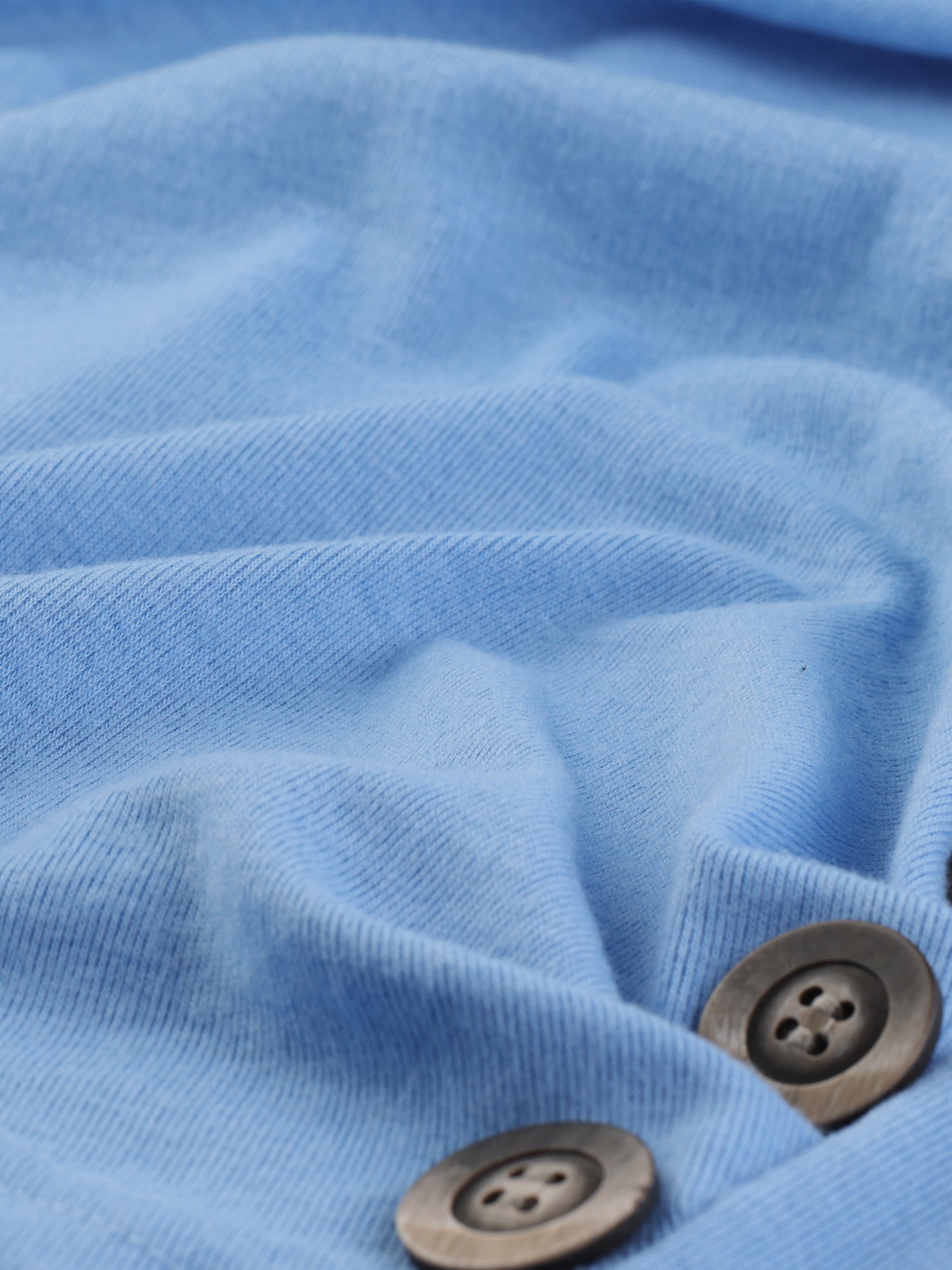 3/4 Sleeve Solid Knitted Button Decor Ruched Blouse