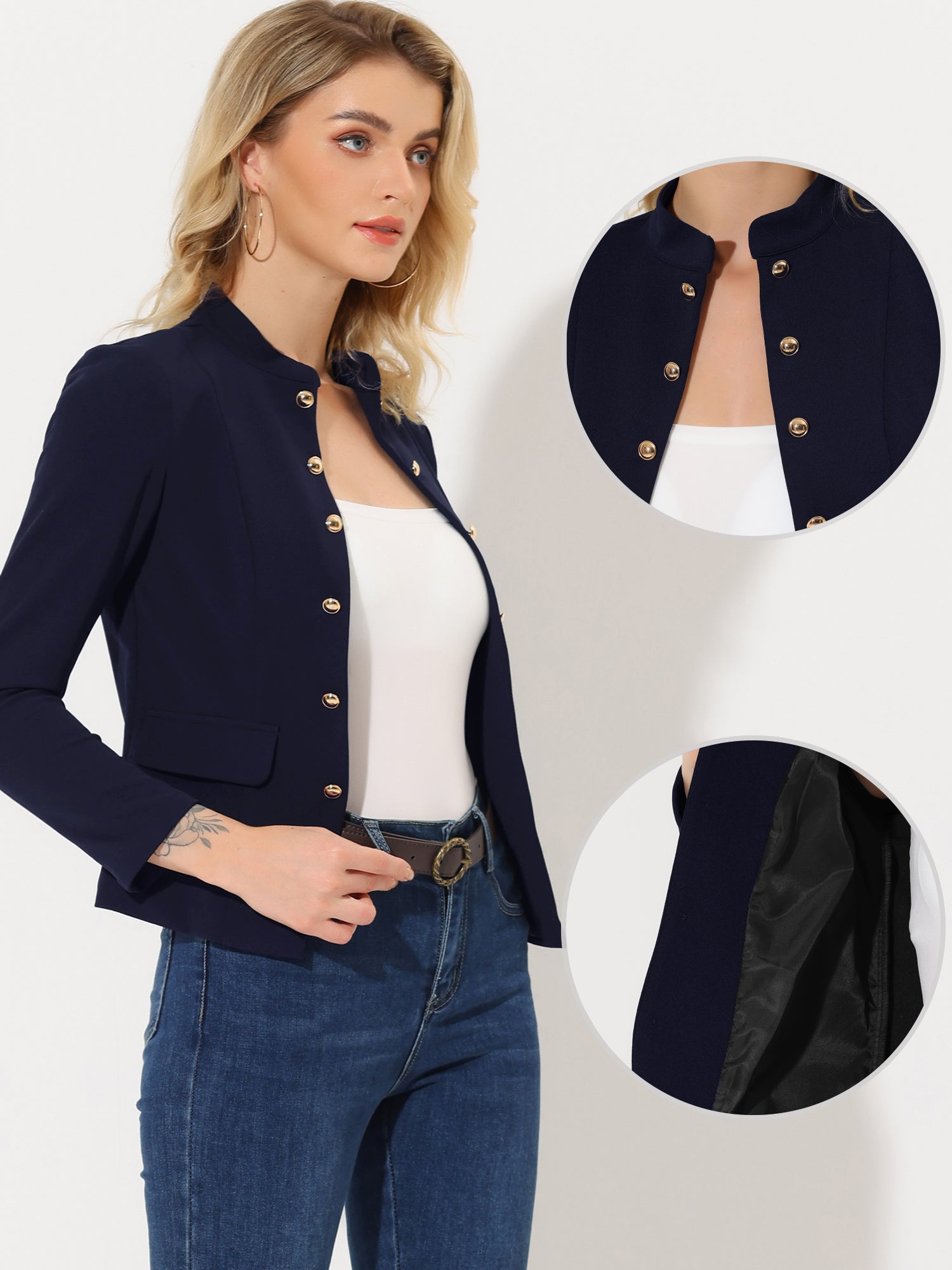 Open Front Blazers Casual Long Sleeve Buttons Office Suit Jacket