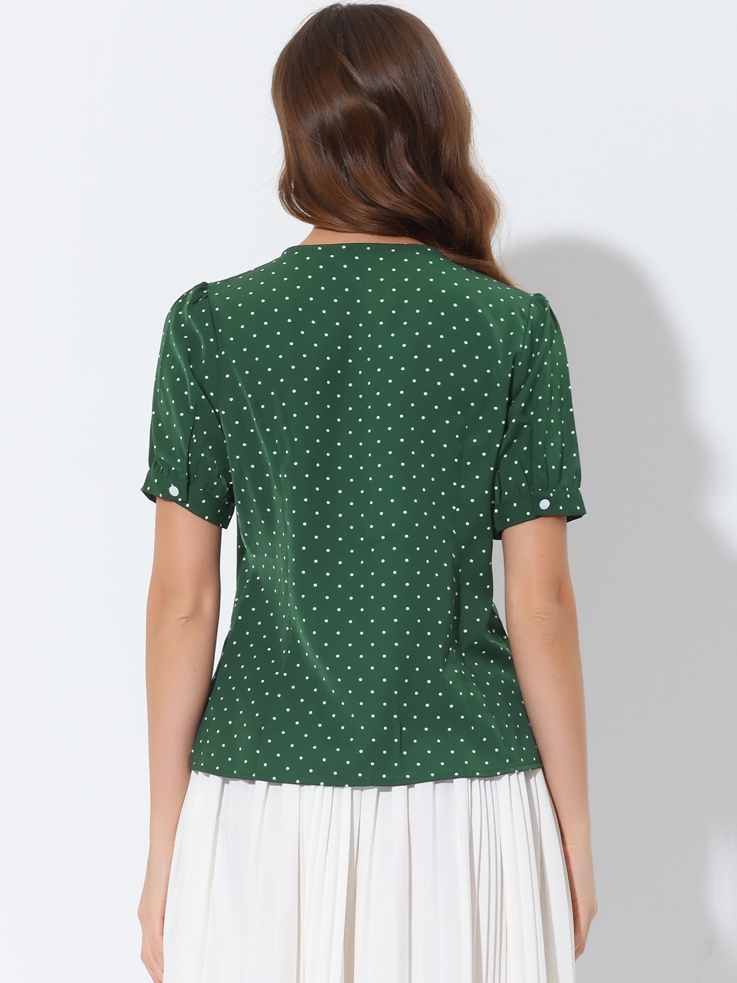 Polka Dot Peter Pan Collar Rockabilly Puff Short Sleeve Shirt