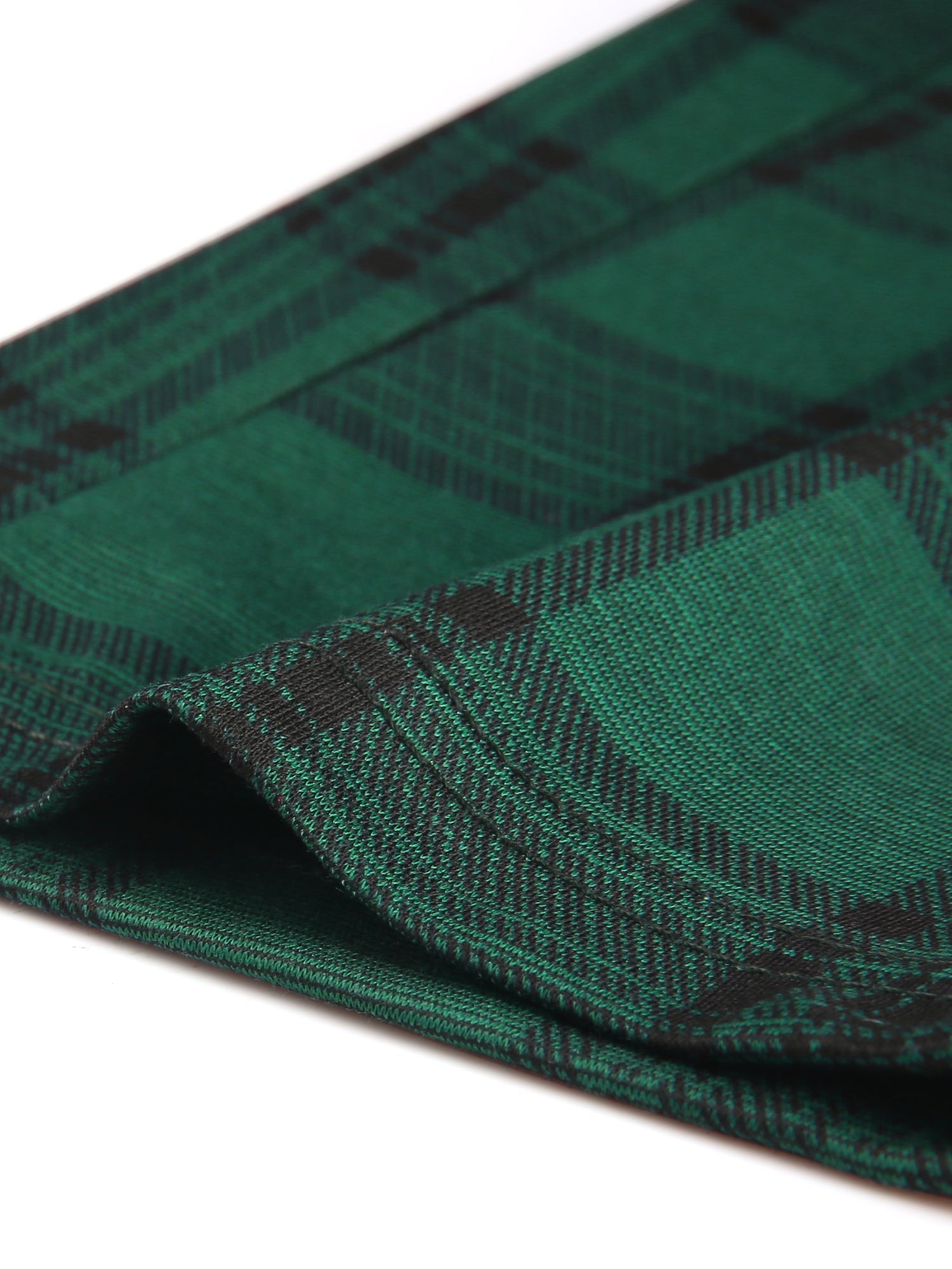 Tartan Plaid Pants Elastic Waist Straight Long Trousers