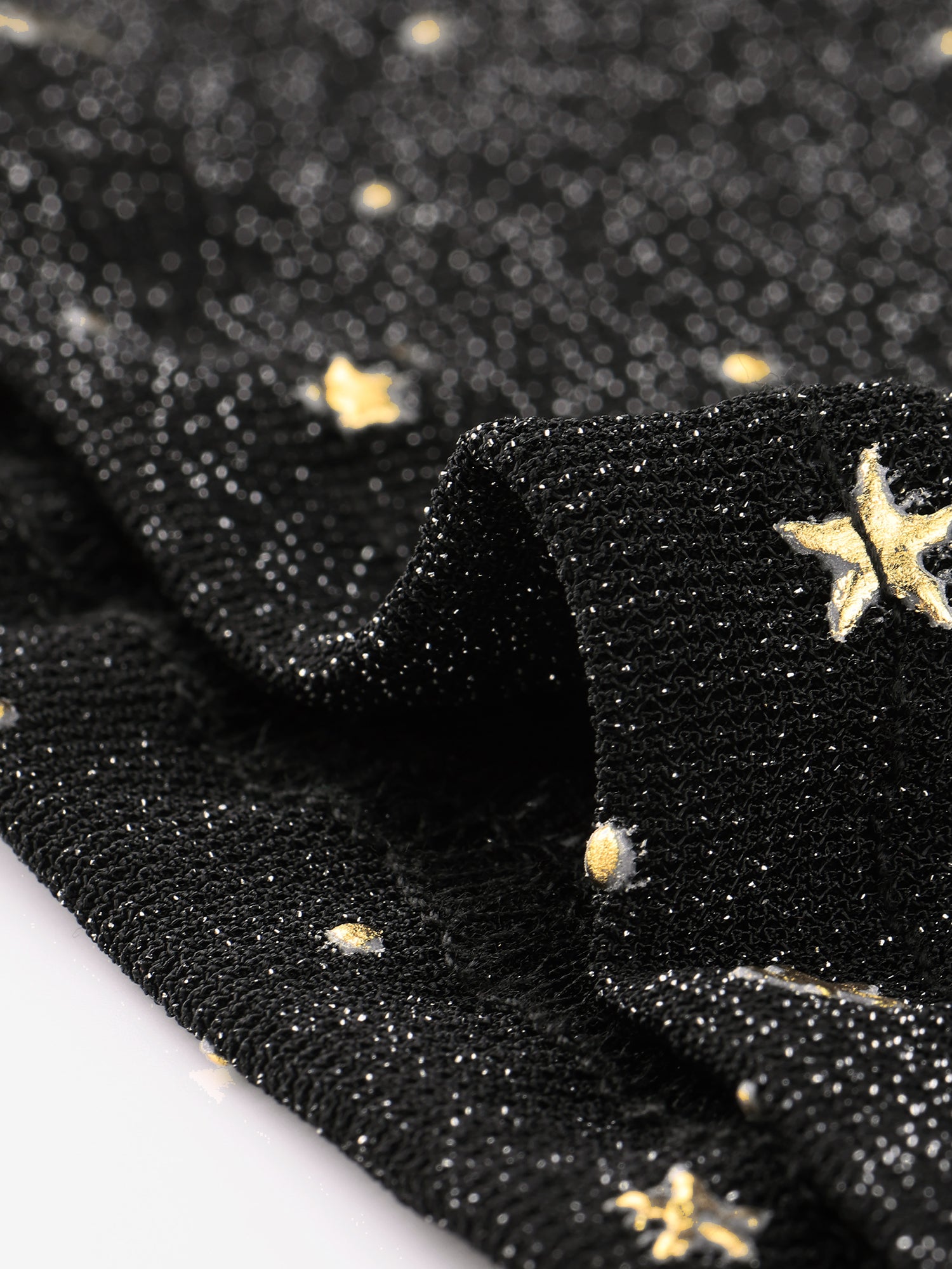 Mesh Crop Top Stars Mock Neck Party See Through Blouse