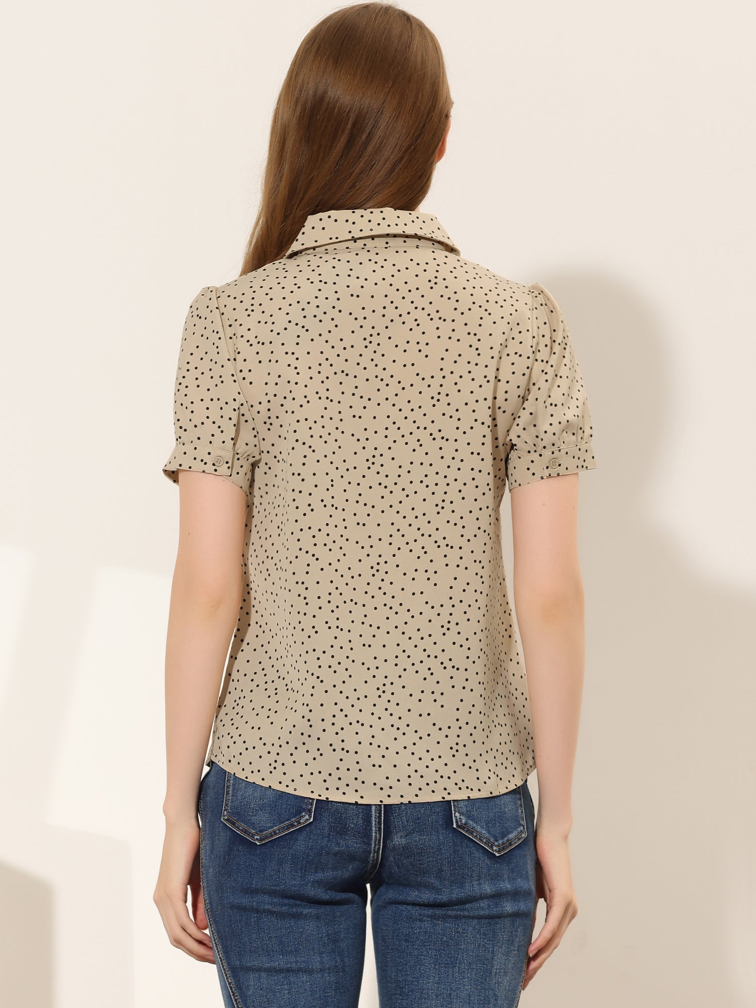 Retro Dots Bow Tie Peter Pan Collar Chiffon Blouse