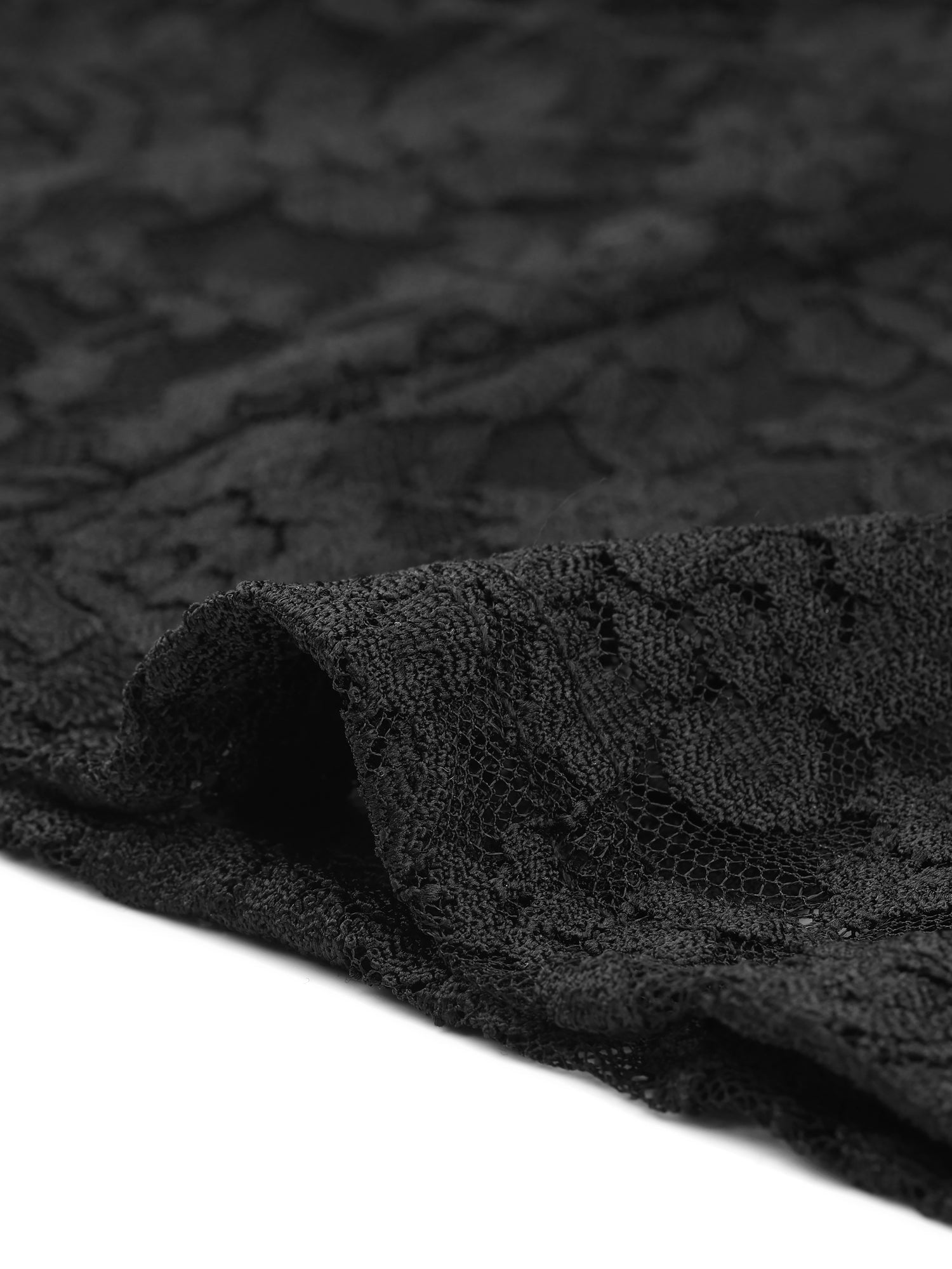 Lace Tops Keyhole Front Peplum Hem Sheer Long Sleeve Blouse