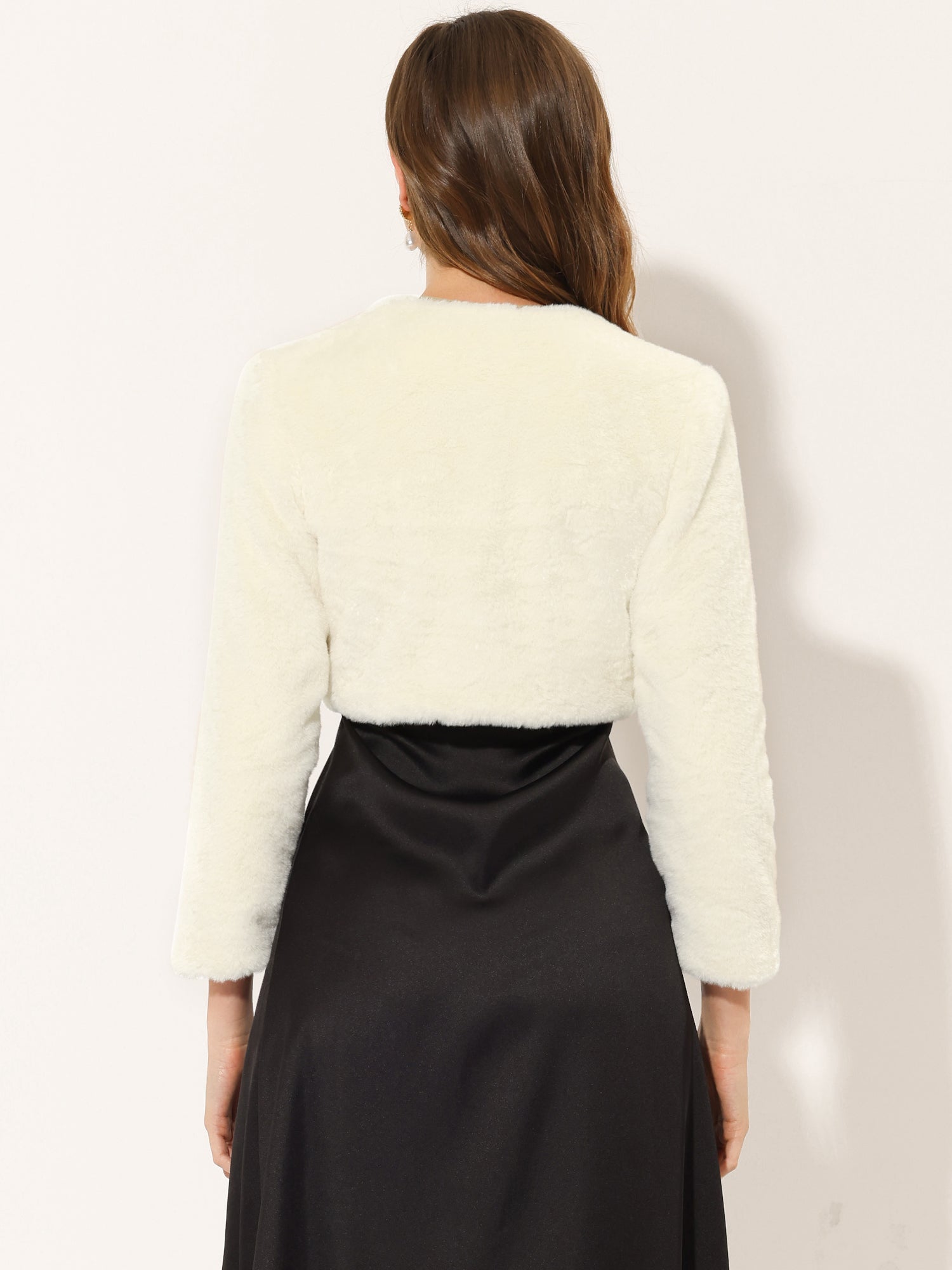 Faux Fur Evening Open Front Bolero Cropped Jacket Shrug