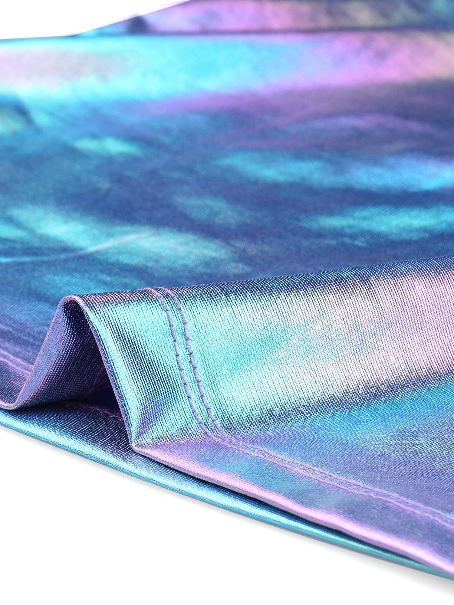 Party Metallic Textured Short Sleeve Shiny Multicolor Top