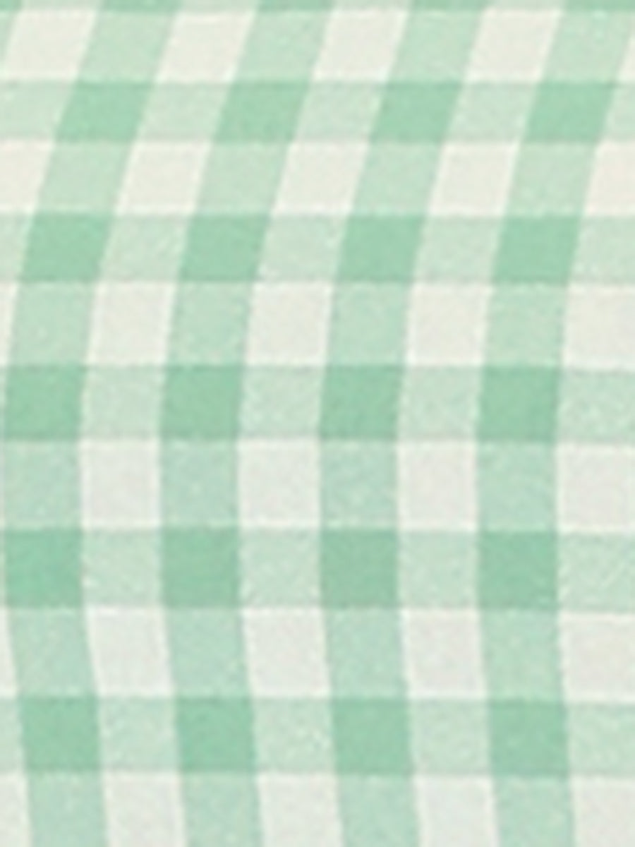 Summer Ruffle Neck Lace Panel Short Sleeve Check Gingham Dress