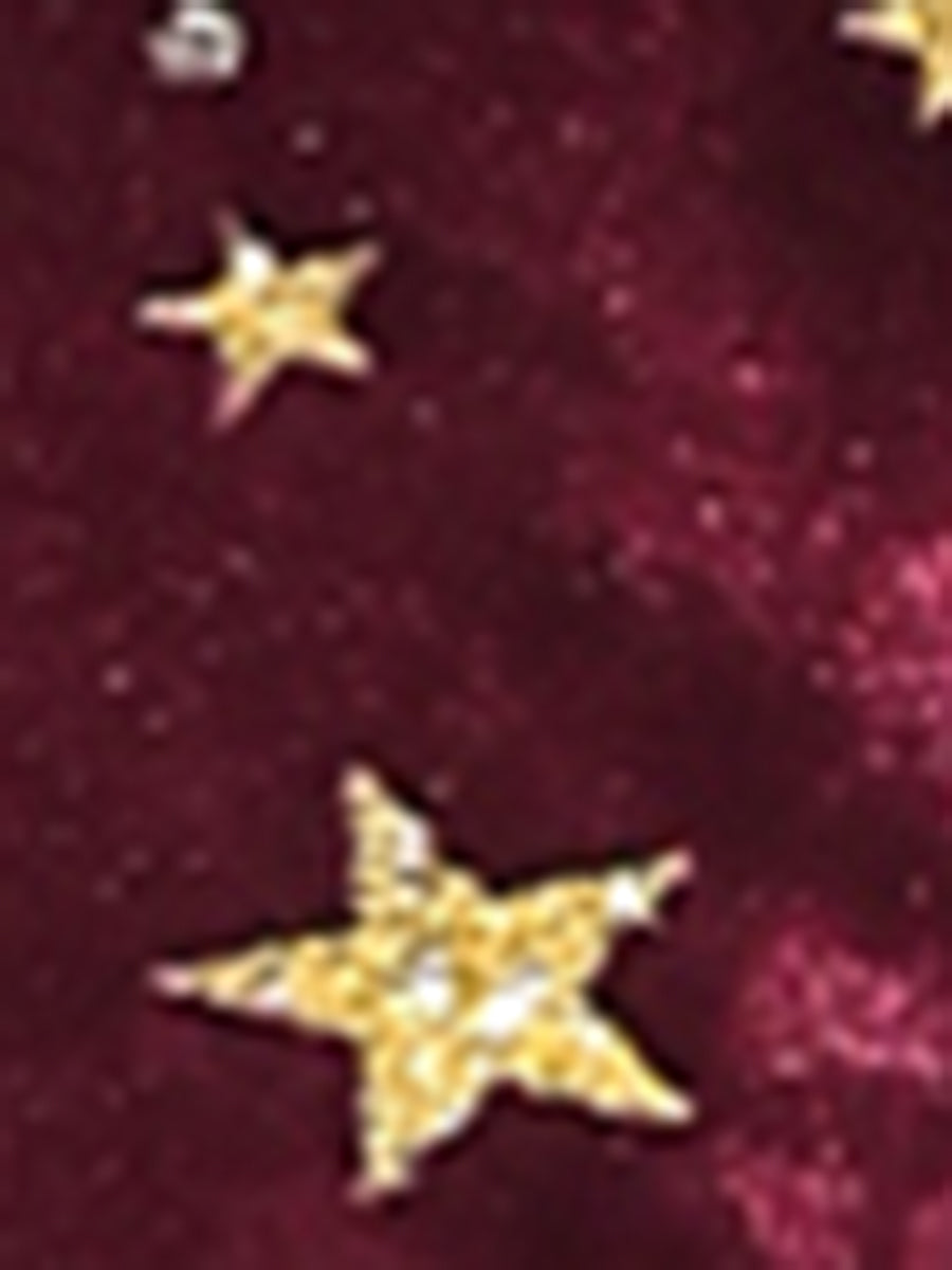 Metallic Star Single Button Velvet Lapel Crop Blazer