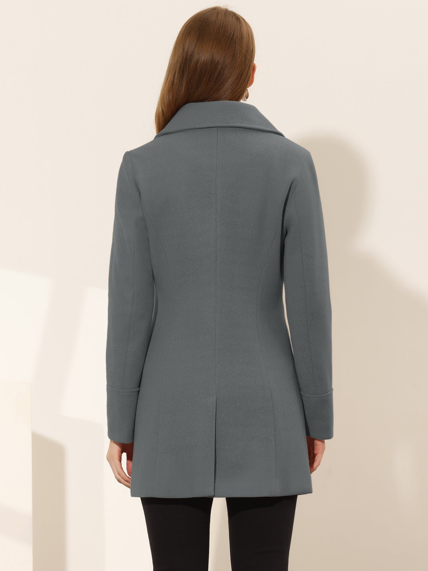 Elegant Notched Shawl Collar Single Breasted Winter Long Coat