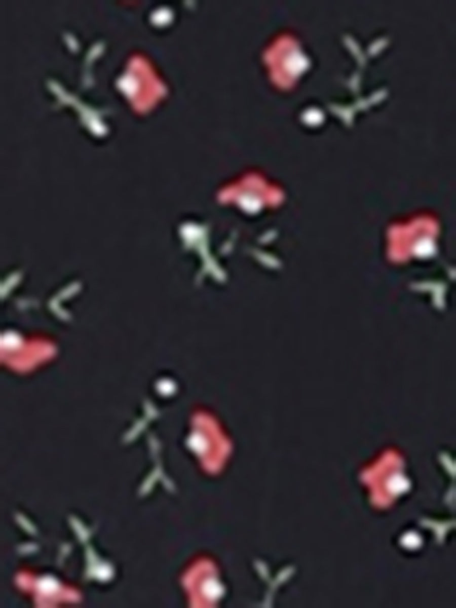 Peter Pan Collar Tie Neck Short Sleeve A-Line Belted Floral Dress