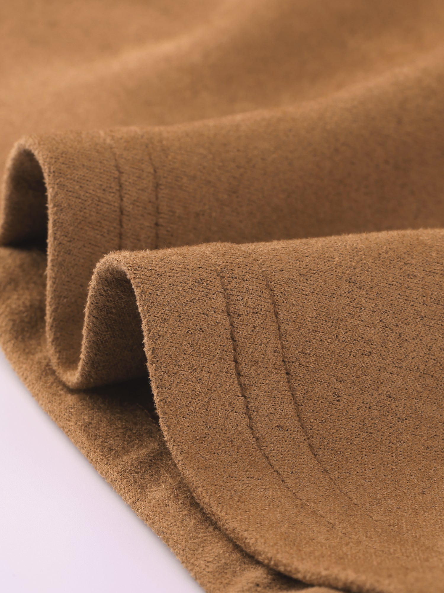 Faux Suede Round Neck Long Sleeve Ruffle Hem Party Mini Dress