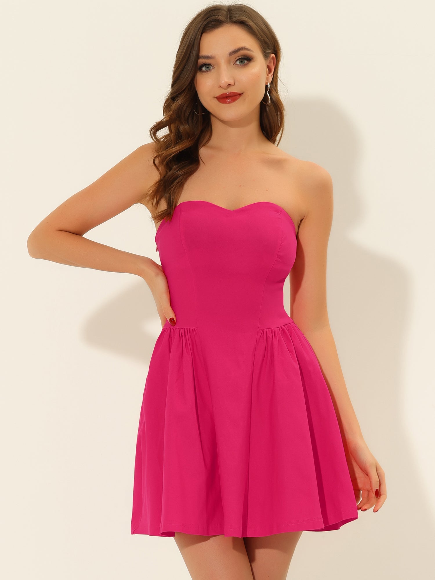 Strapless Sweetheart Neck Fit And Flare Mini Tube Top Dress