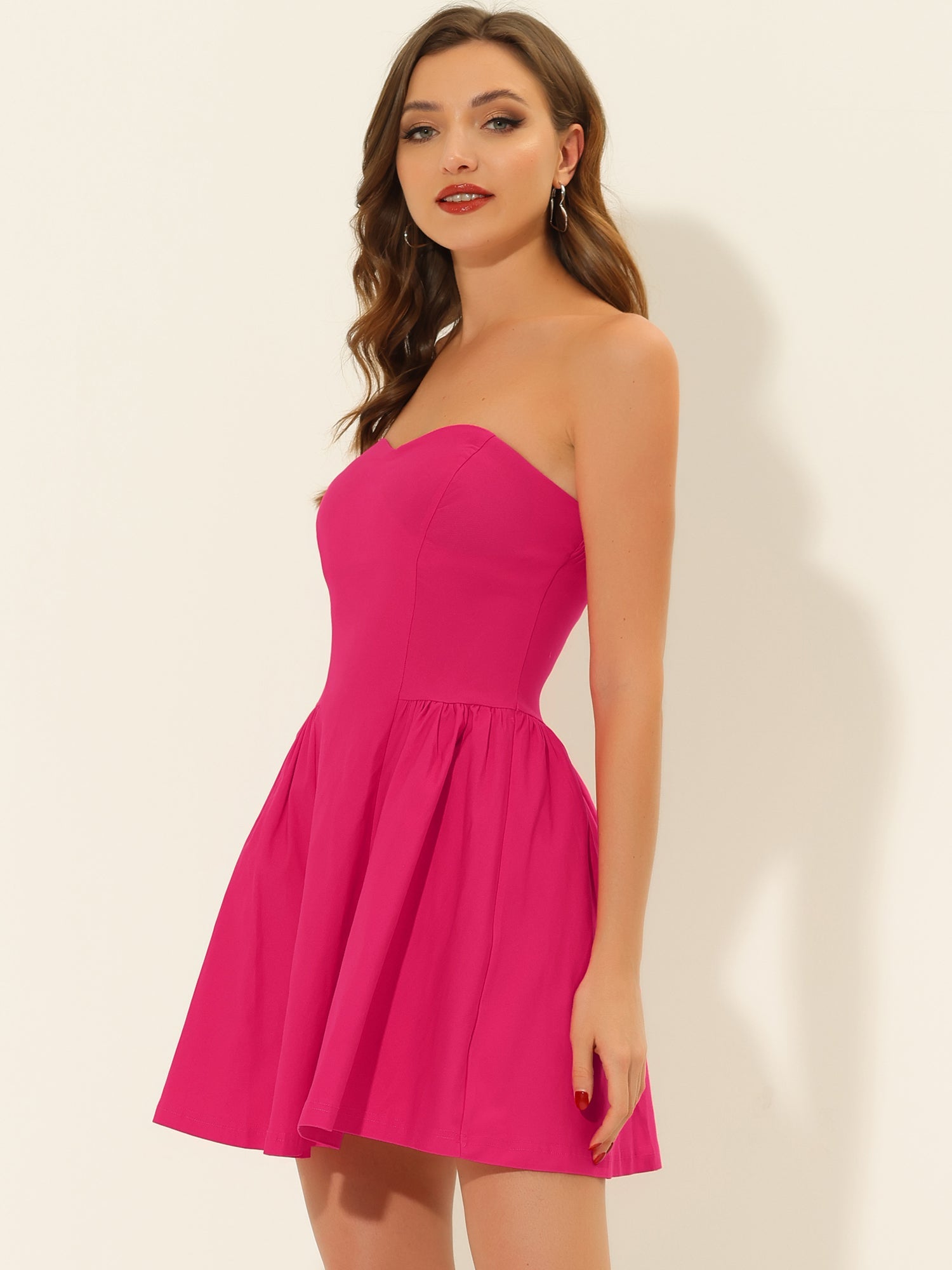 Strapless Sweetheart Neck Fit And Flare Mini Tube Top Dress