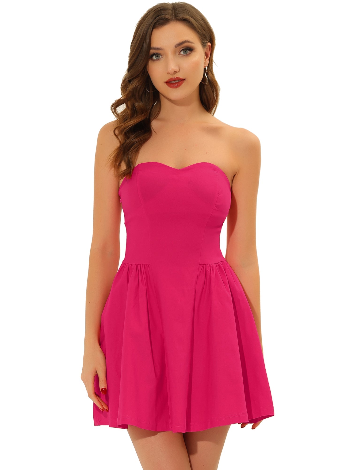 Strapless Sweetheart Neck Fit And Flare Mini Tube Top Dress