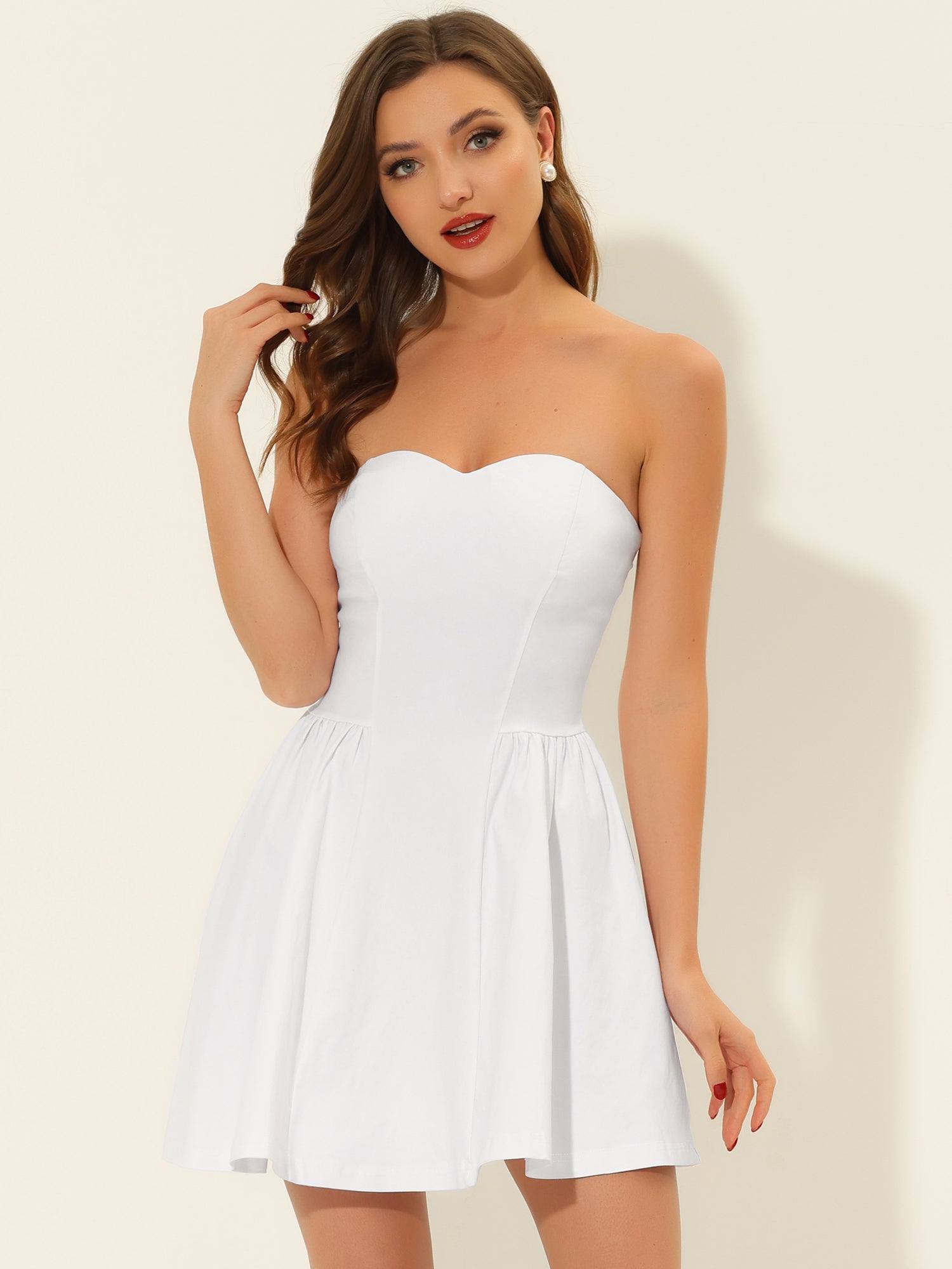 Strapless Sweetheart Neck Fit And Flare Mini Tube Top Dress