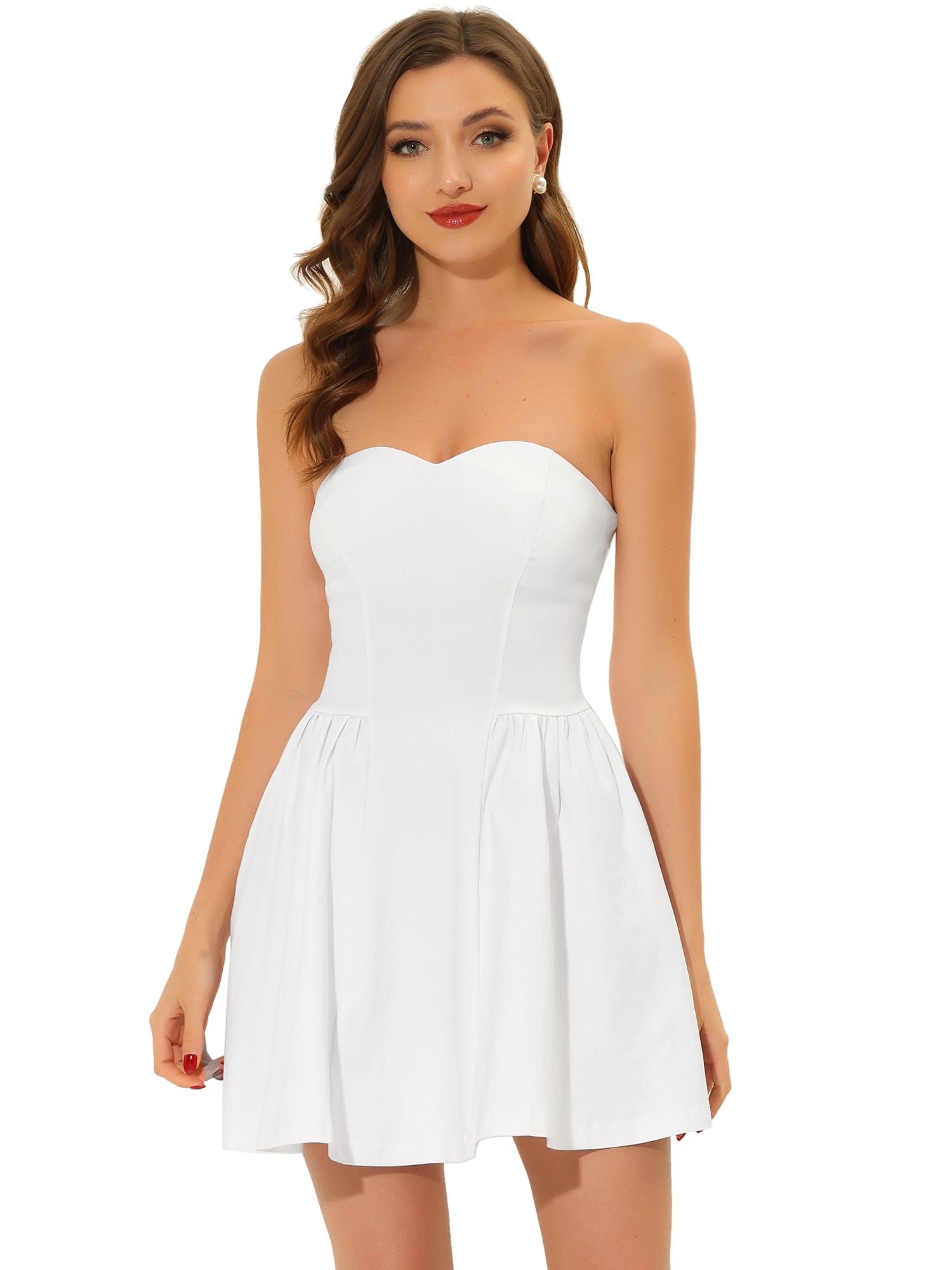 Strapless Sweetheart Neck Fit And Flare Mini Tube Top Dress