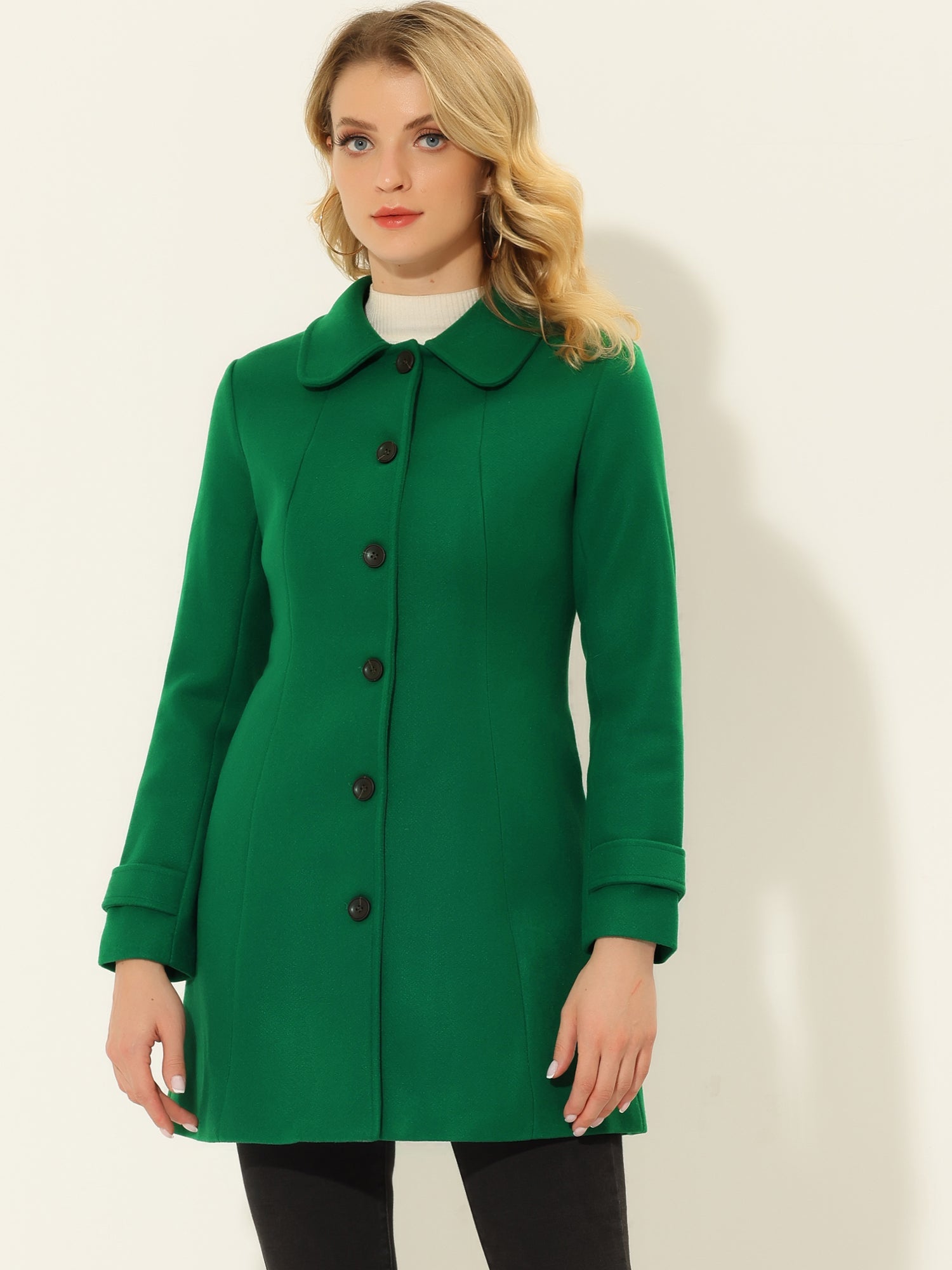 Peter Pan Collar Single Breasted Overcoat Winter Pea Coat