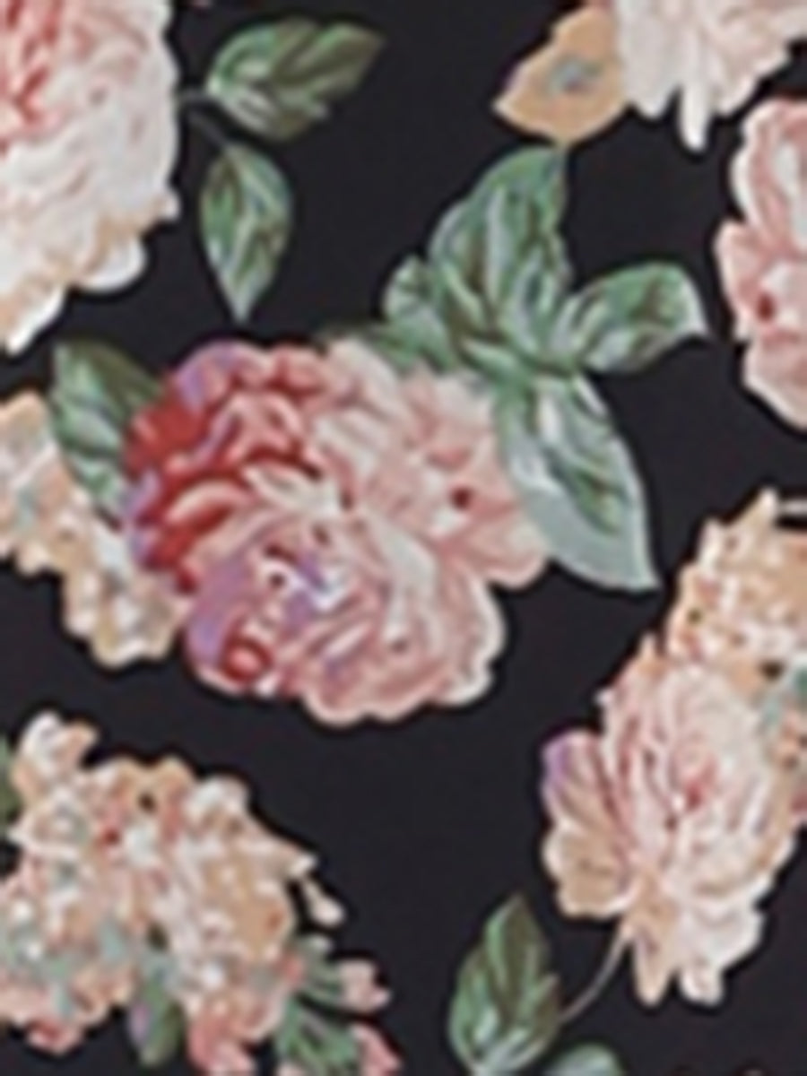 Summer Square Neck Off Shoulder A-Line Smocked Chiffon Floral Dress