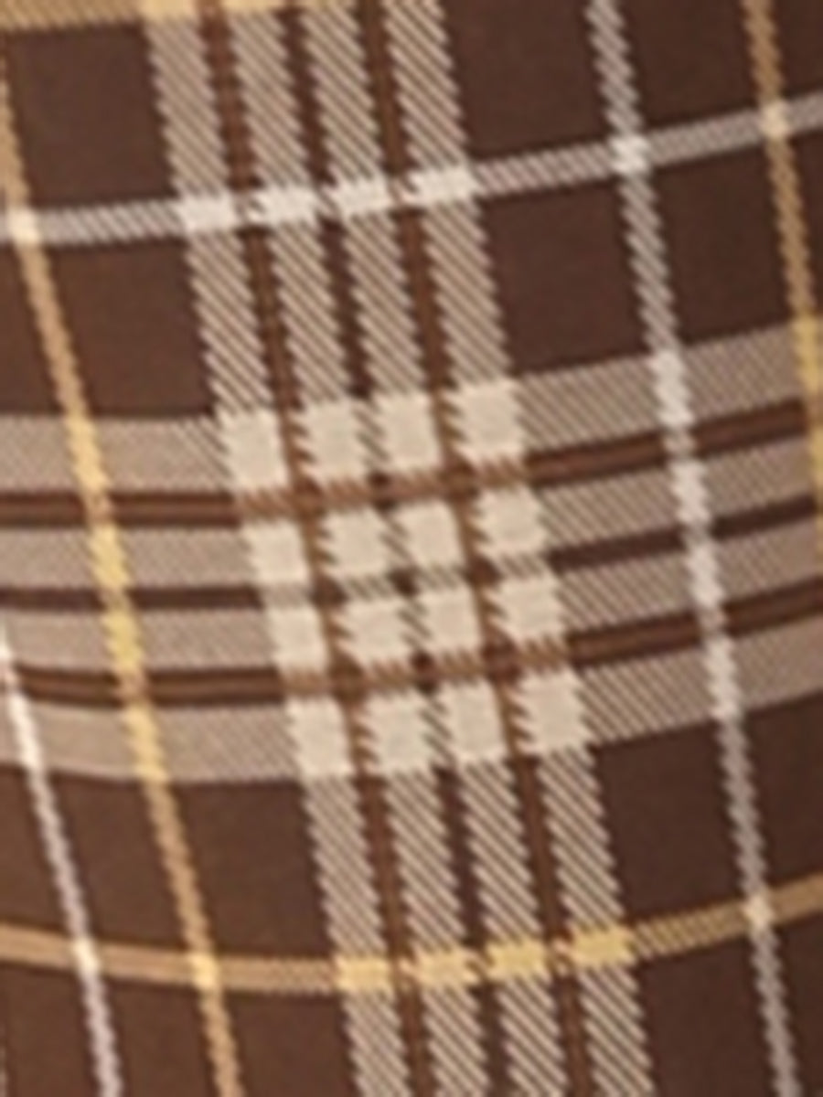Plaid Cropped Trousers Button Casual Tartan Check Work Pants