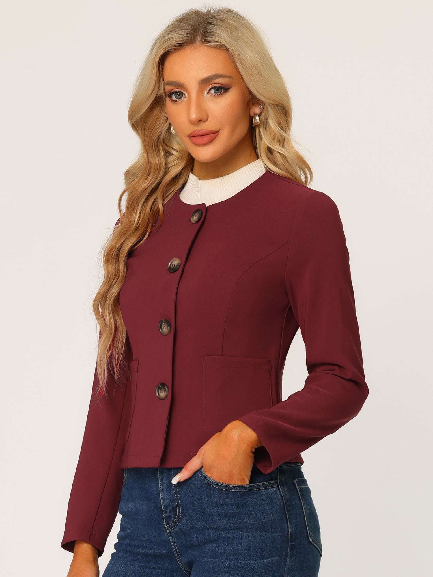 Fall Casual Jacket Elegant Button Front Work Office Blazer