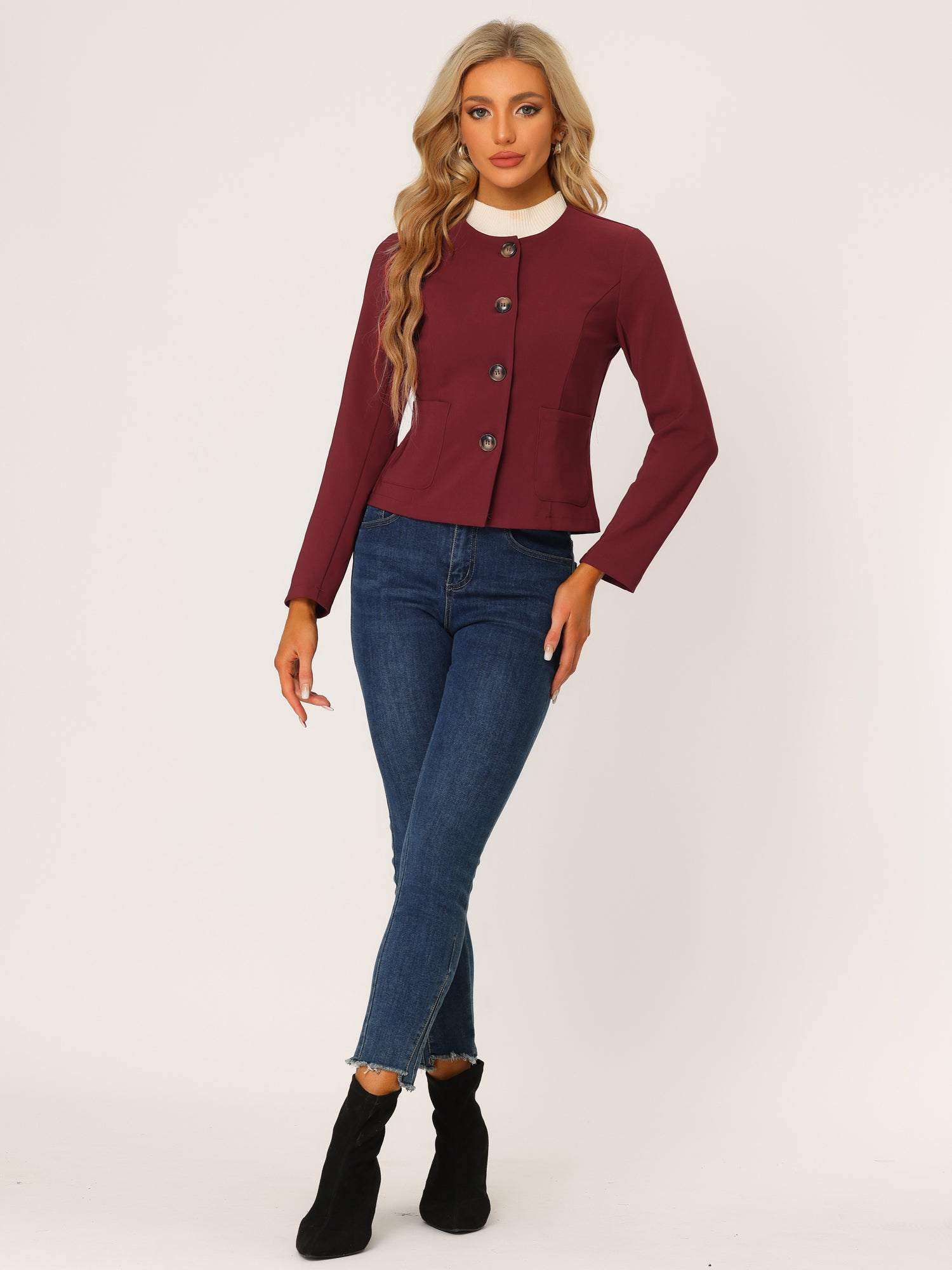 Fall Casual Jacket Elegant Button Front Work Office Blazer