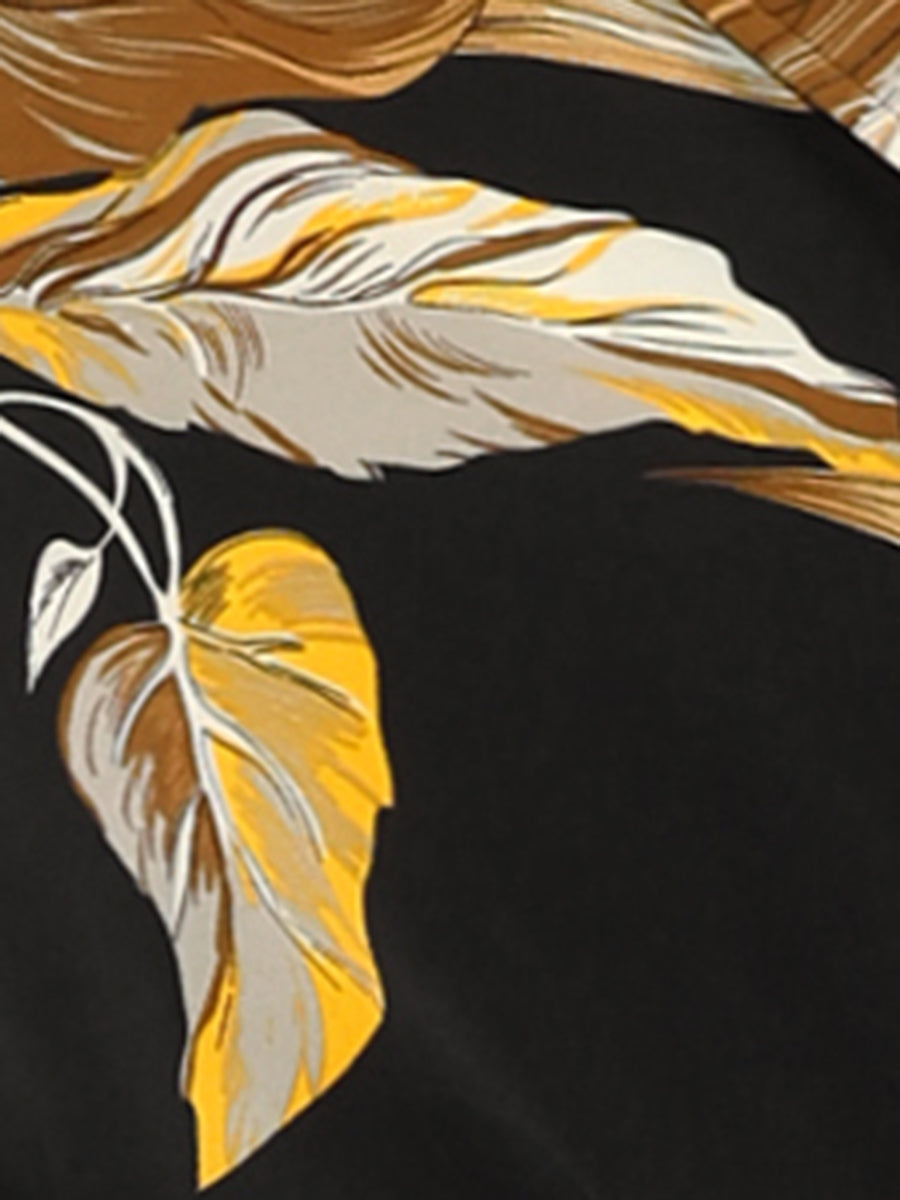 Hawaiian Floral Leaves Tropical Button Down Shirt