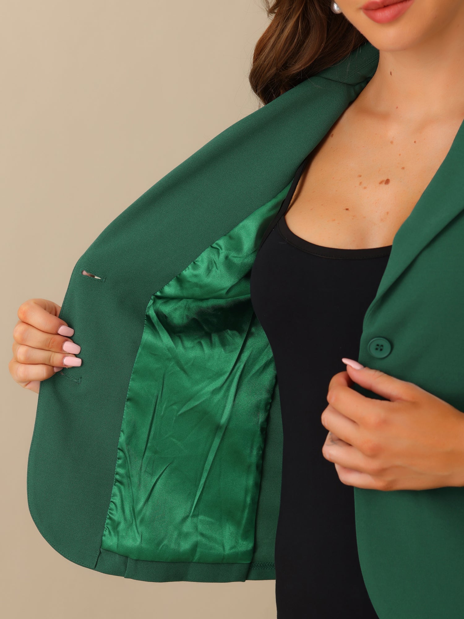 Notched Lapel Collar Stretch Work Office Workwear Jacket Blazer