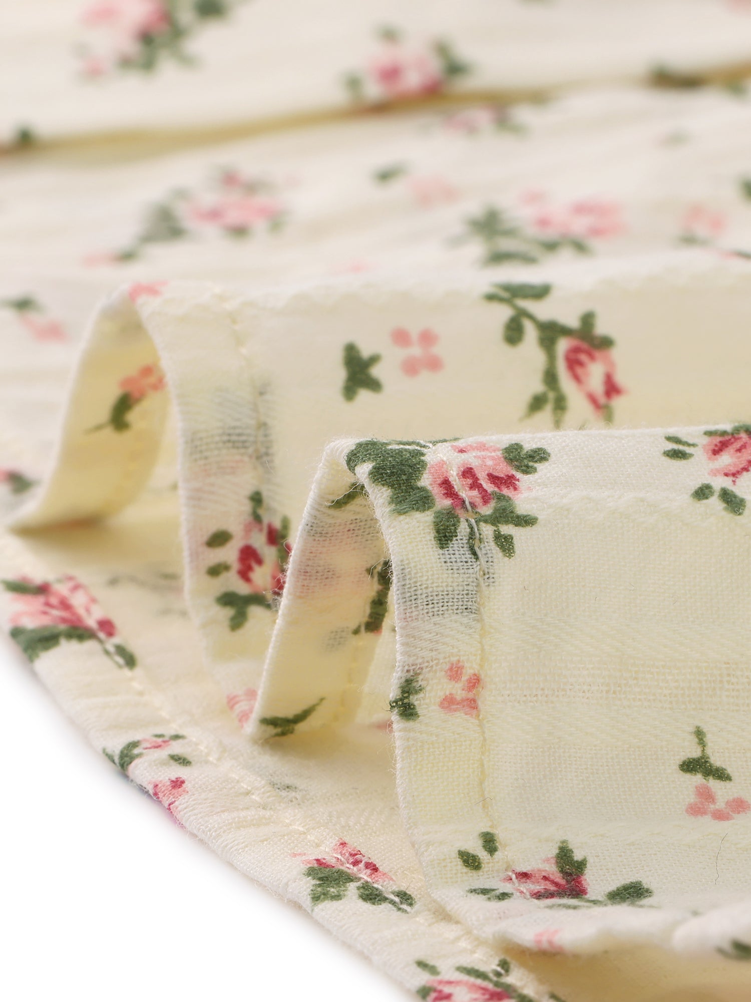 Floral Printed Peter Pan Collar Cotton Short Sleeve Shirt