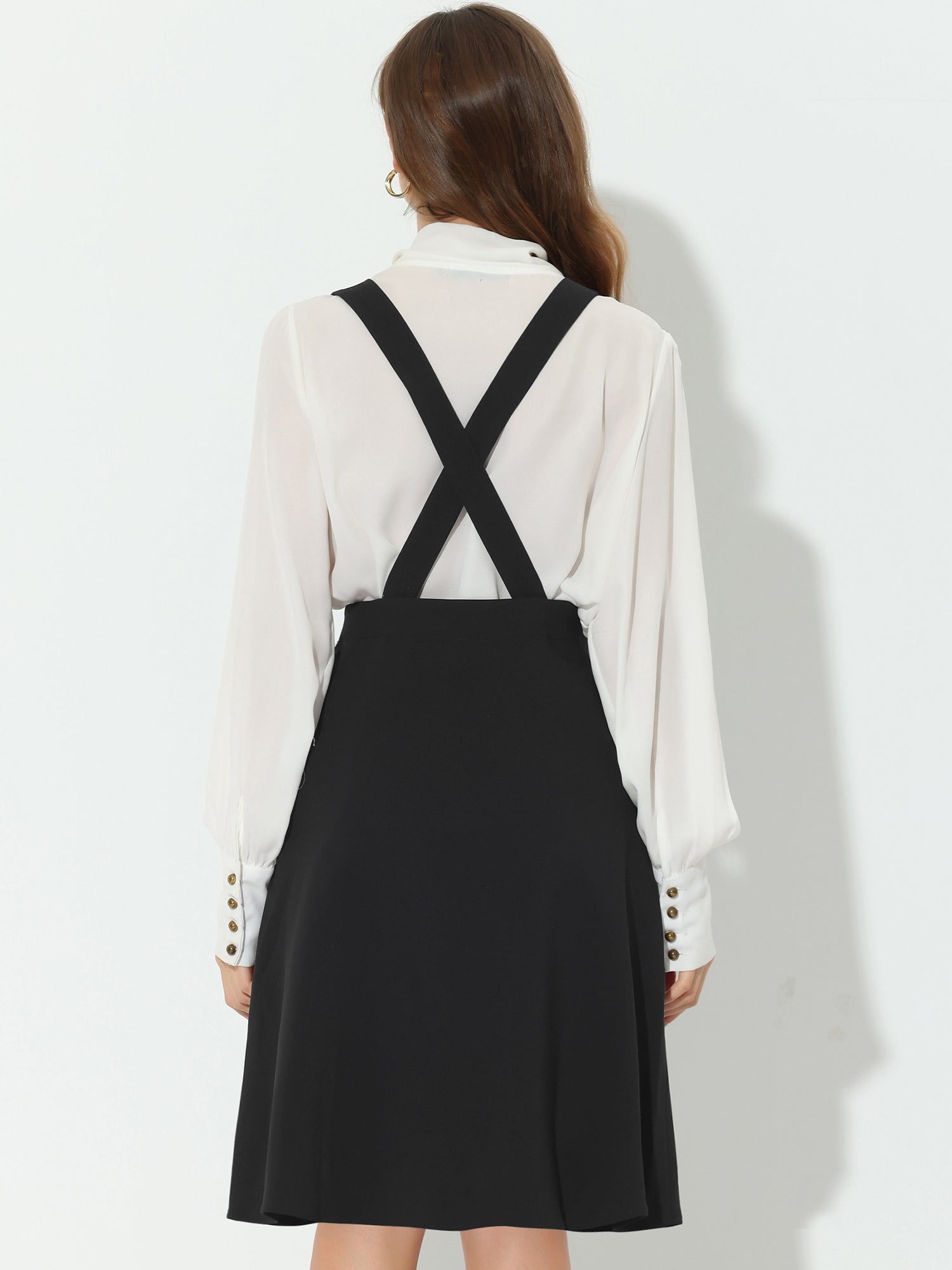 Overall Pinafore Dress Midi Suspenders Skirt