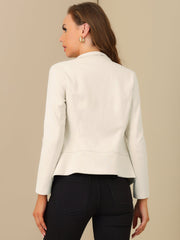 Faux Suede Jacket Open Front Lapel Draped Outwear Cardigan