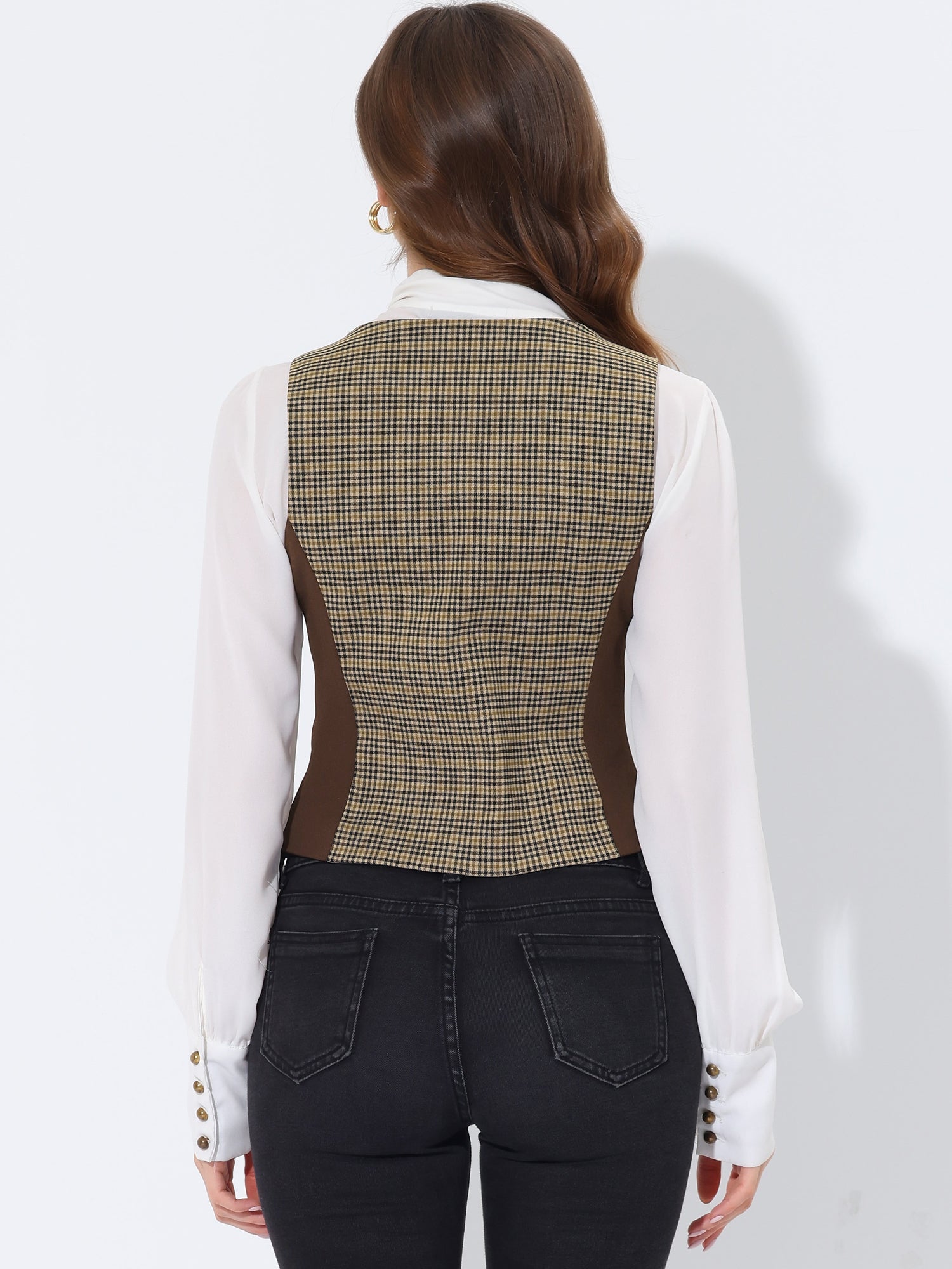 Vintage Waistcoat Vest Plaid Button Down Work Dressy Vests