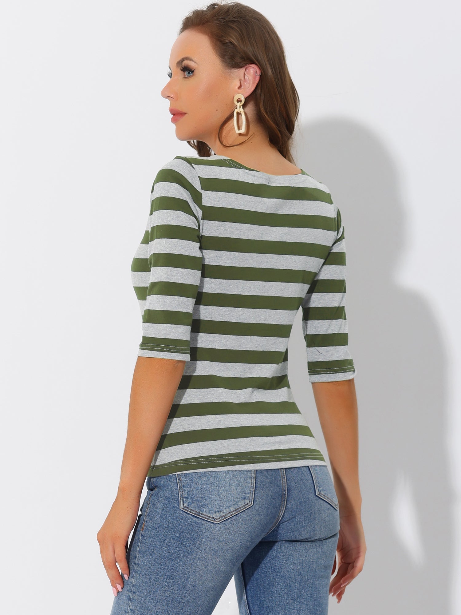 Halloween 3/4 Sleeve T-shirt Casual Boat Neck Slim Fit Tee