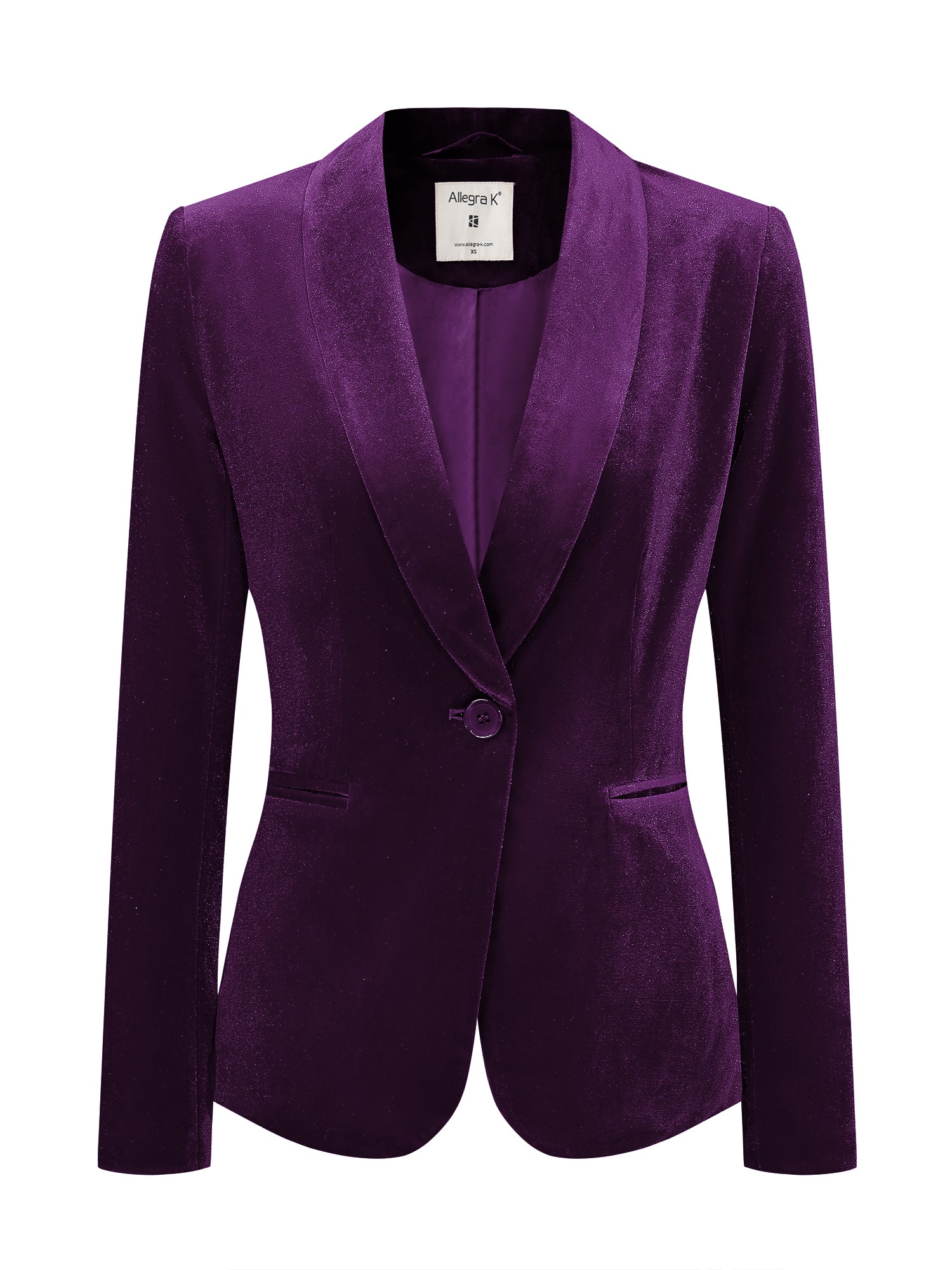 Solid Shawl Collar Single Button Velvet Blazer