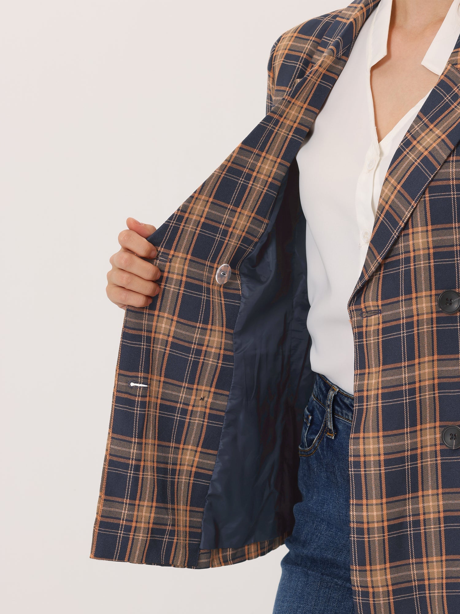 Notched Lapel Double Breasted Work Formal Blazer