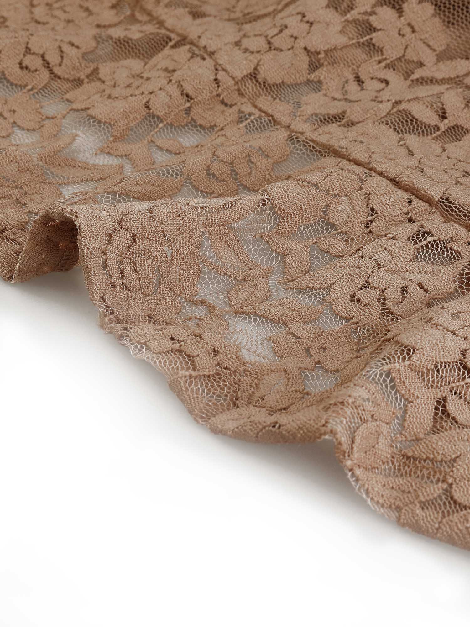 Floral Lace Tie Front Ruffled Hem Sheer Crop Bolero Shrug