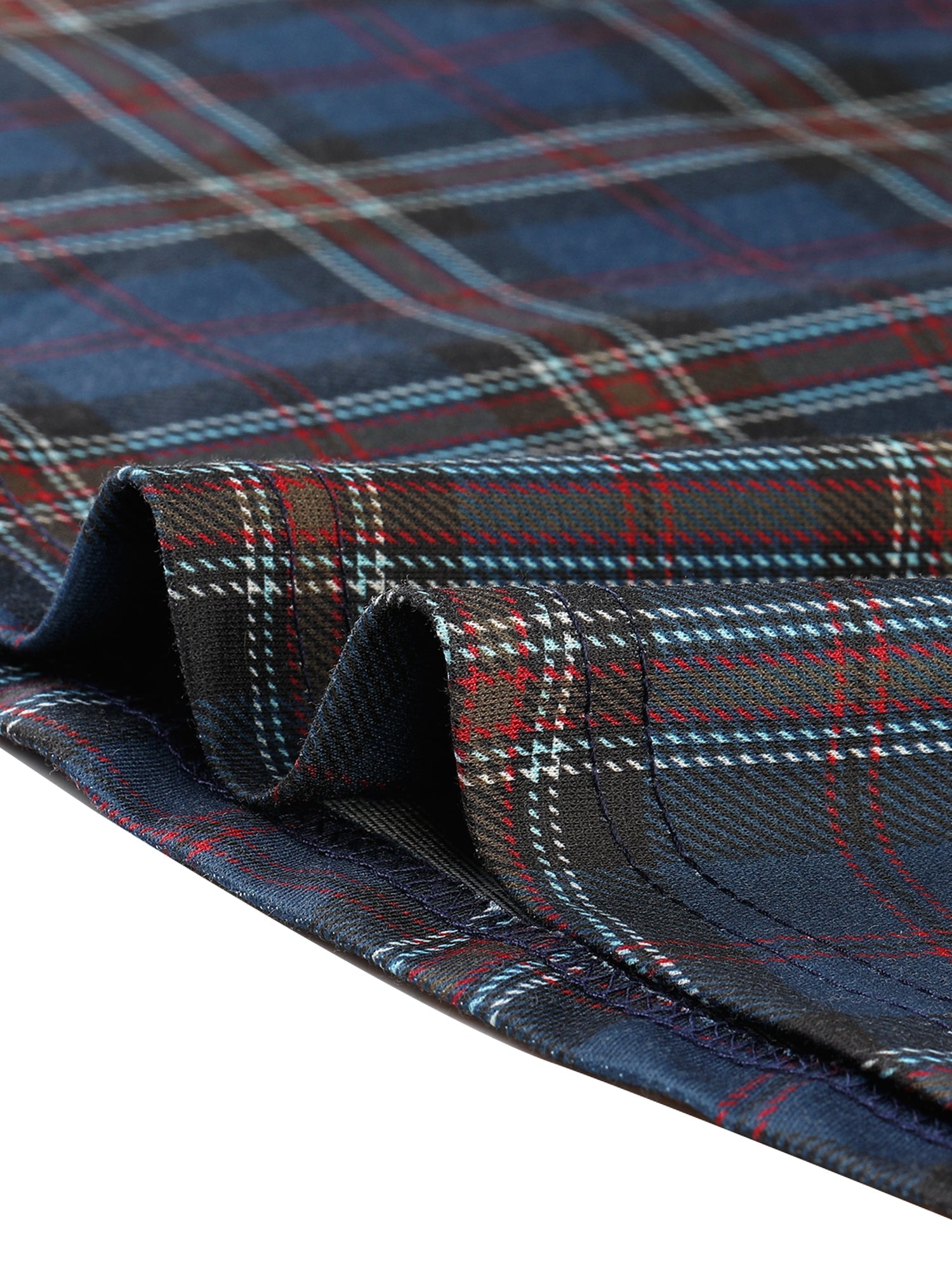 Peter Pan Collar Contrast Color Button Decor Plaid Dress