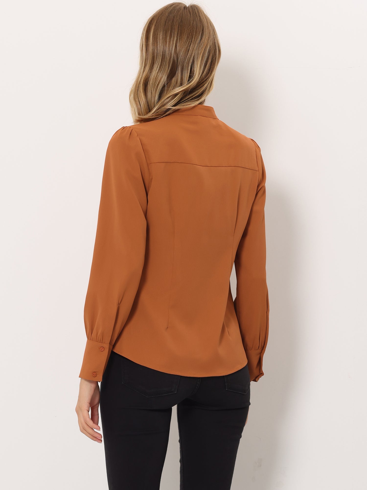 Mandarin Collar Long Sleeve Button Down Office Shirt