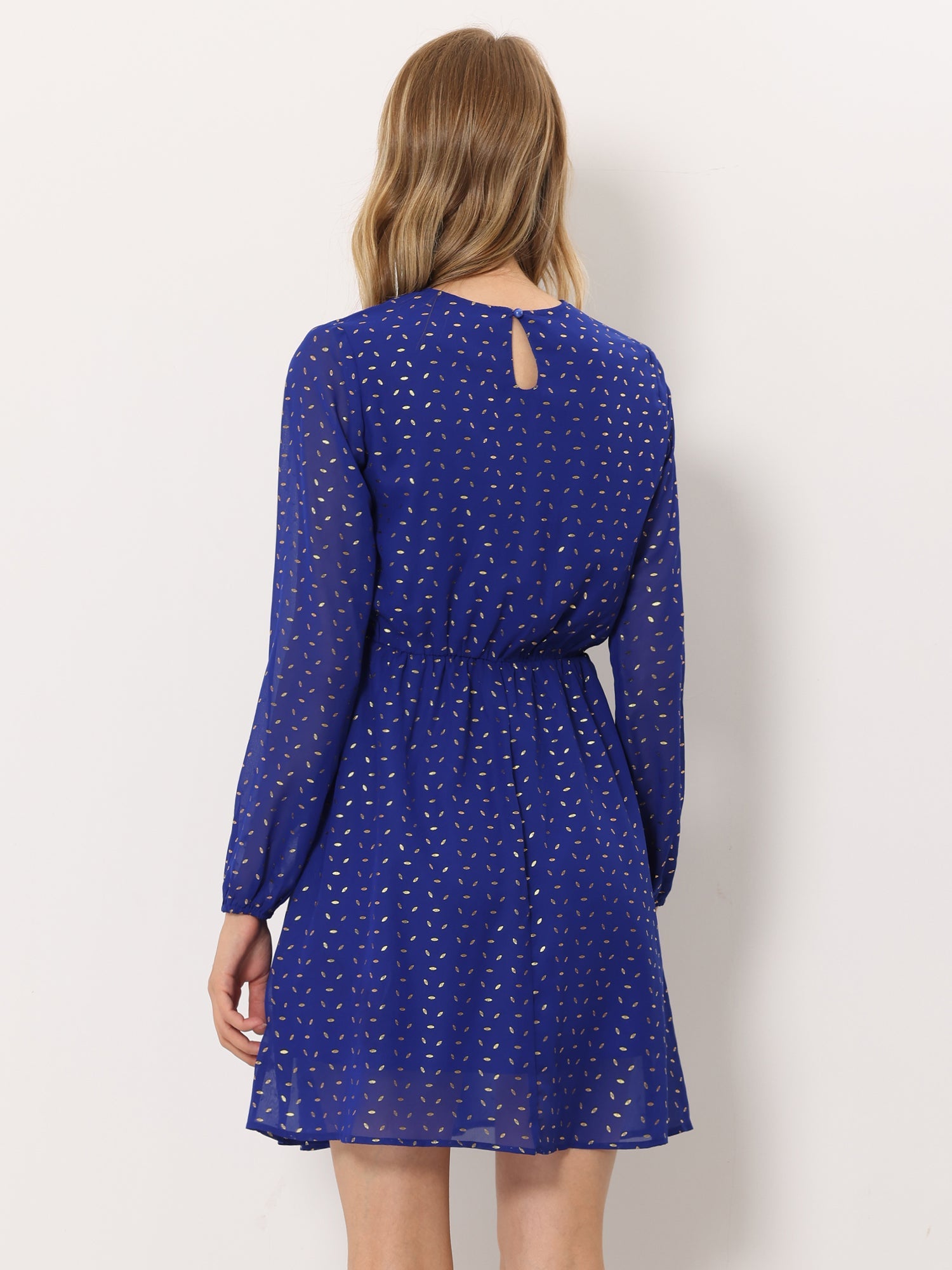 Choker V Neck Flared Gilding Metallic Shiny Star A-Line Dress