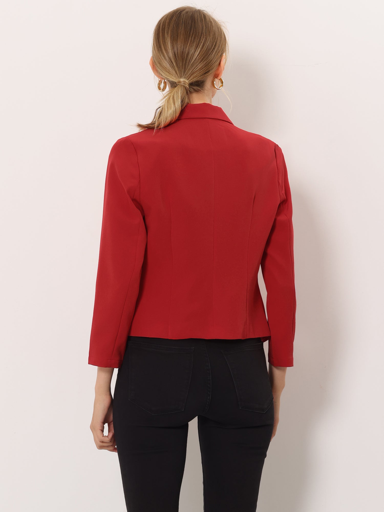 Open Front Office Work Business Crop Suit Blazer Jacket