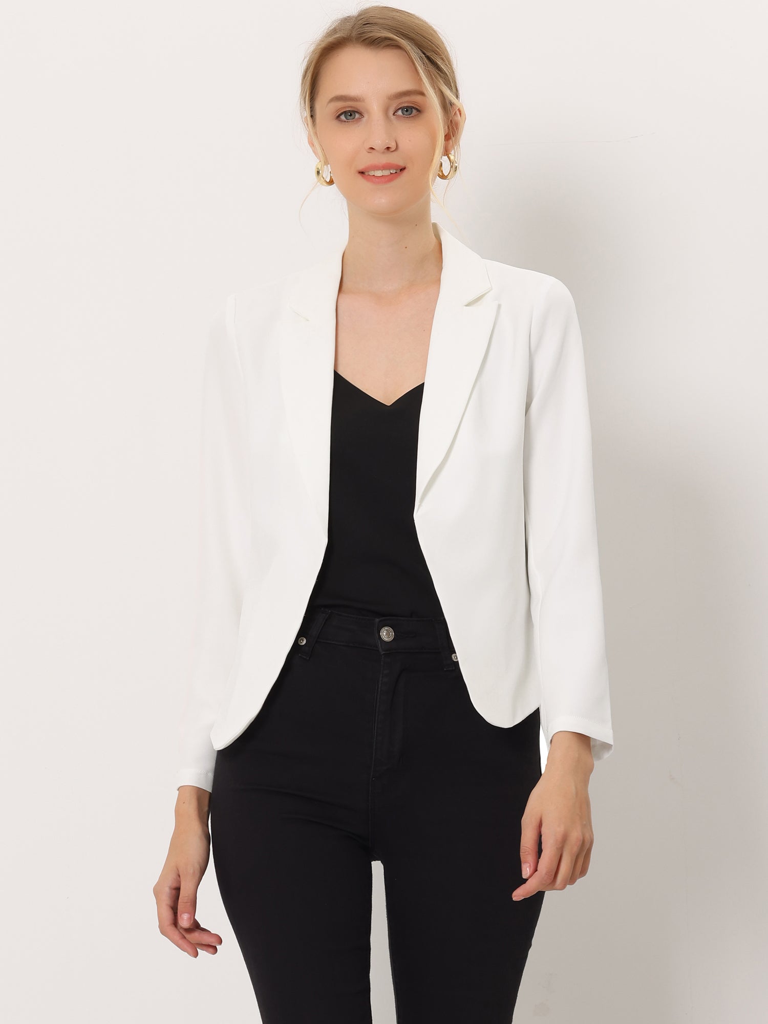 Open Front Office Work Business Crop Suit Blazer Jacket