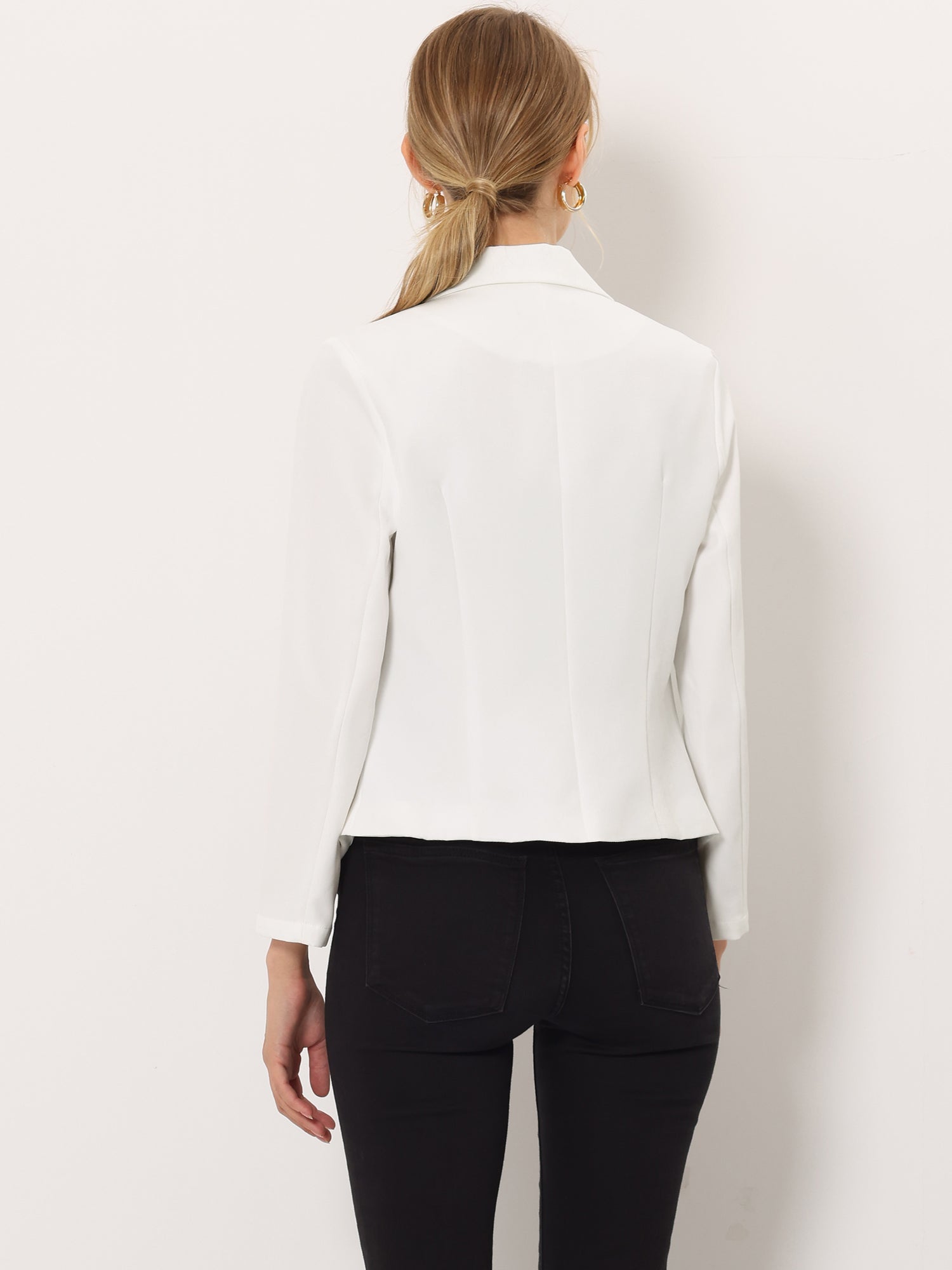 Open Front Office Work Business Crop Suit Blazer Jacket